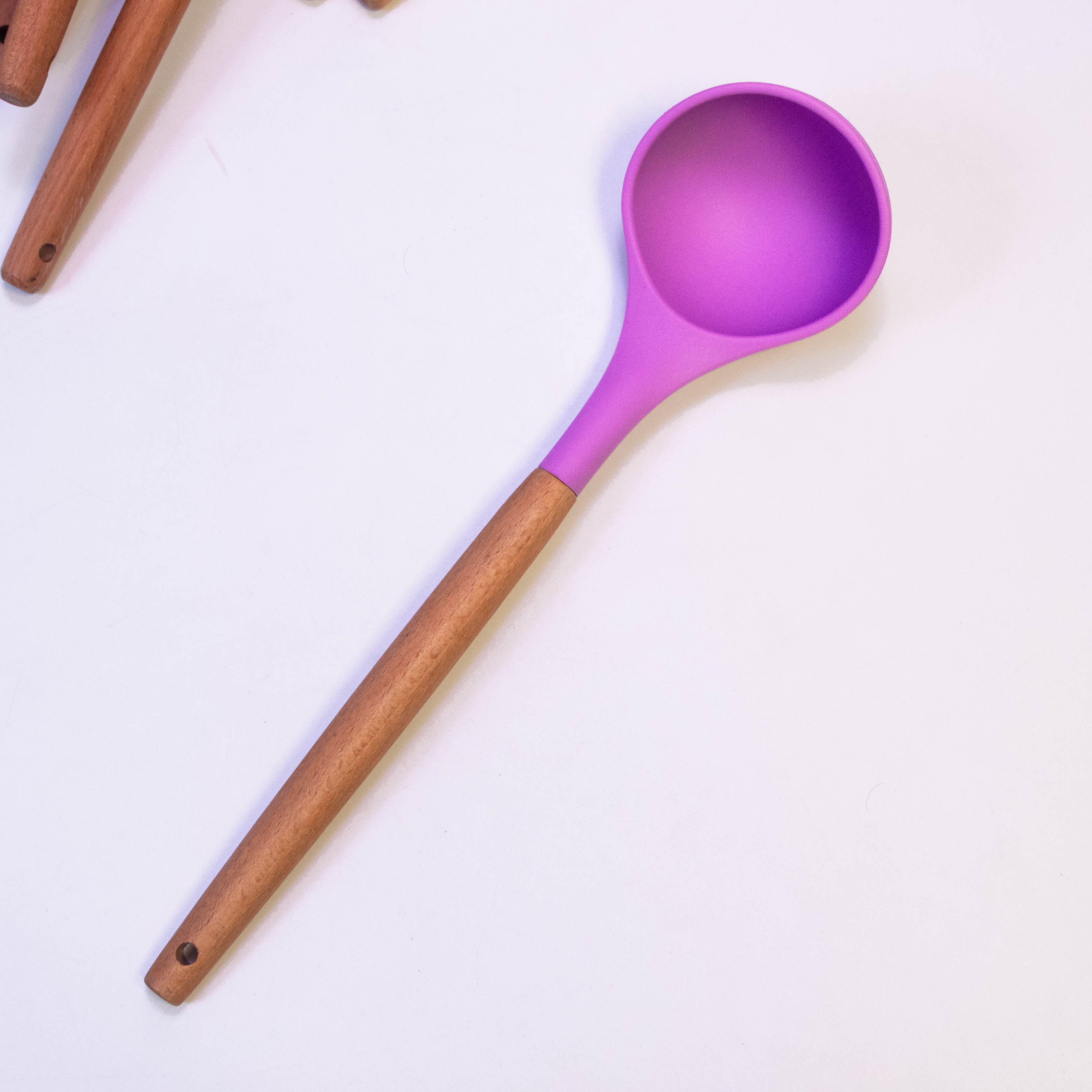 Wood Handle Cooking Spoon with Silicone Top