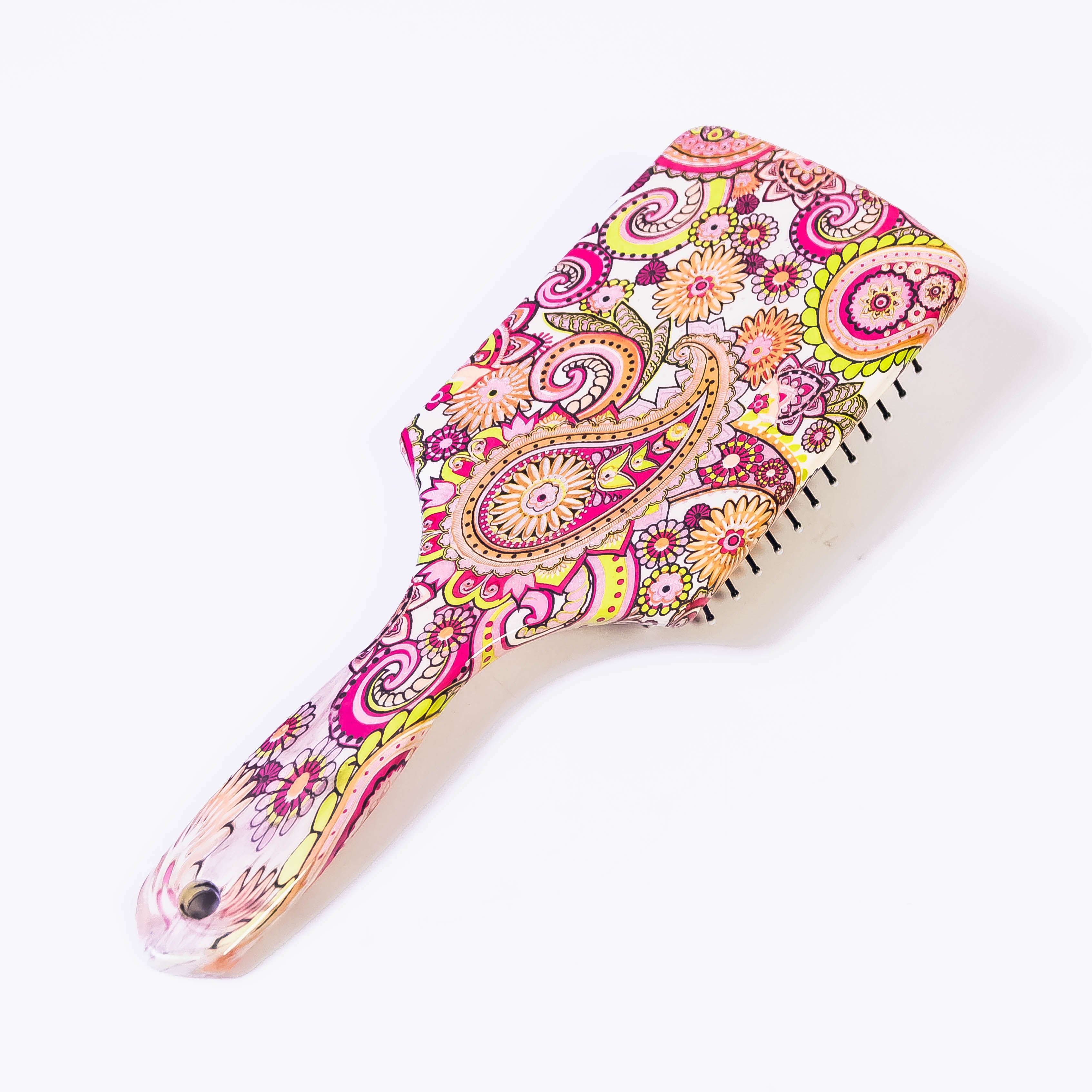 Hair Brush with Paisley Flower and Butterfly Design: A Stylish and Gentle Hair Care Companion