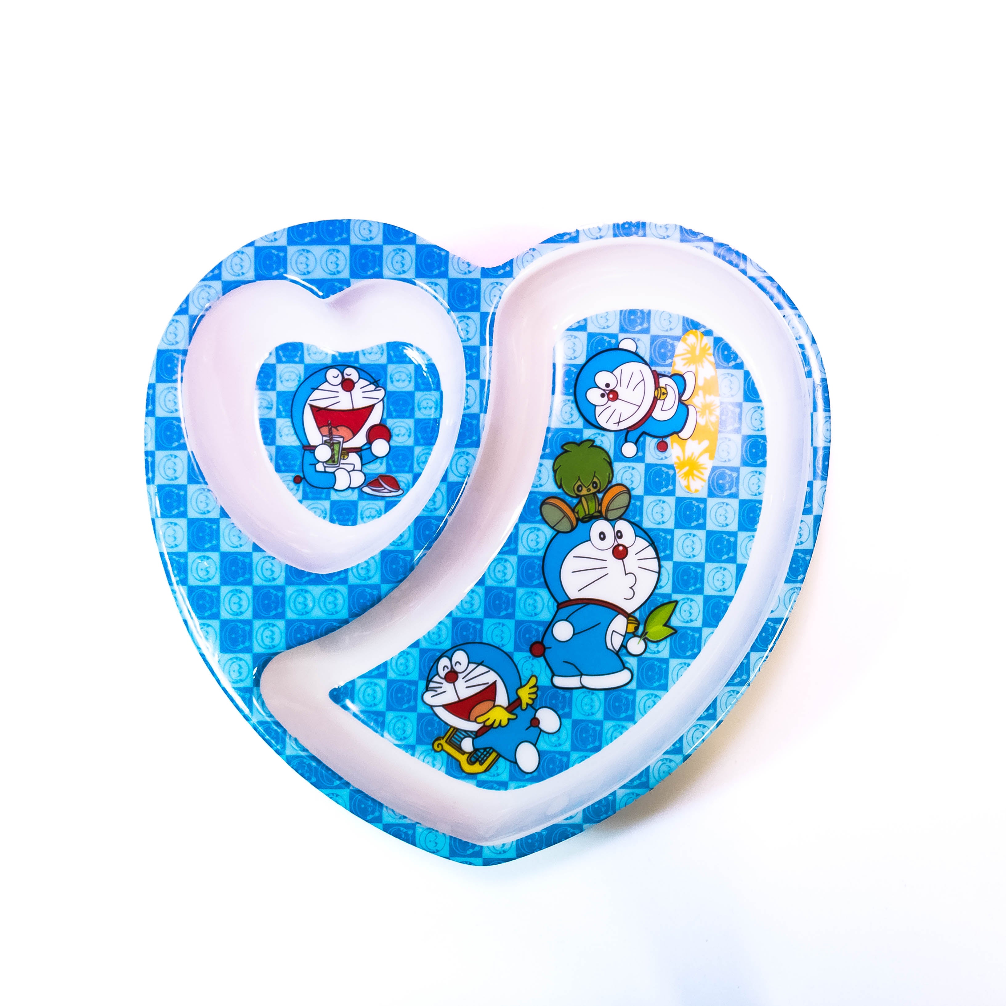 Heart-Shaped Cartoon Dining Plates with 2 Partitions - Available in 3 Designs
