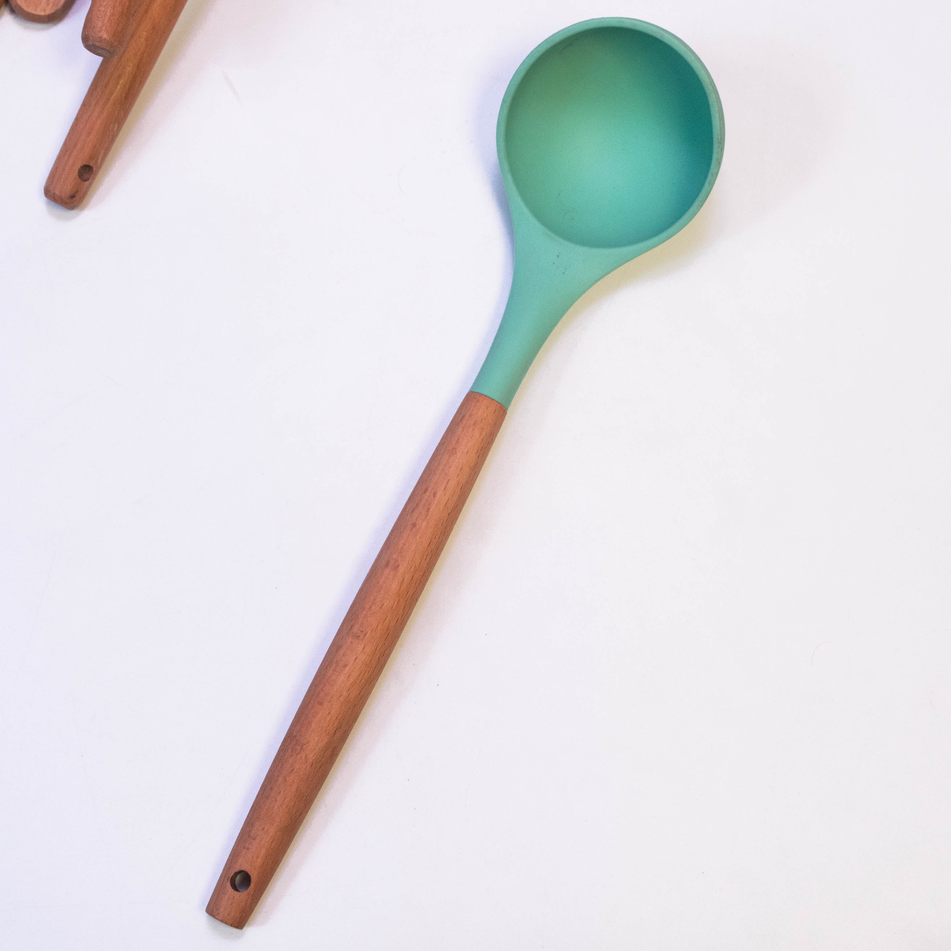 Wood Handle Cooking Spoon with Silicone Top