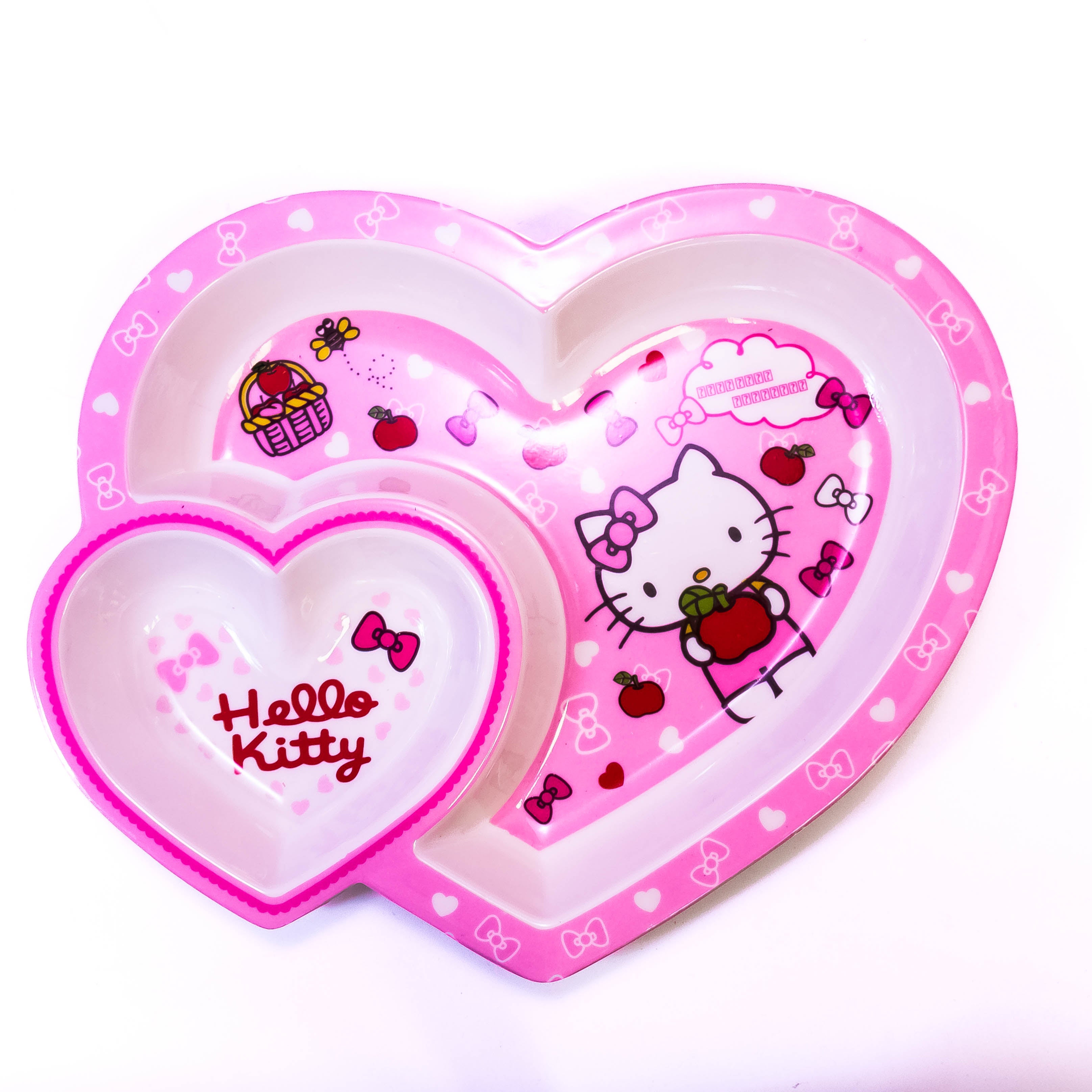 Heart-Shaped Cartoon Dining Plates with 2 Partitions - Available in 4 Designs