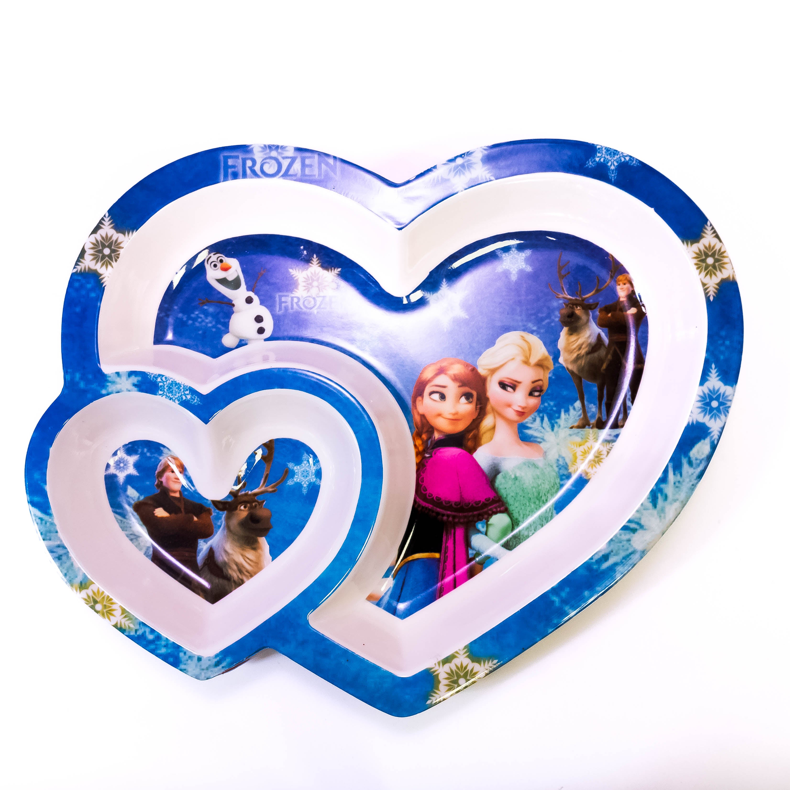 Heart-Shaped Cartoon Dining Plates with 2 Partitions - Available in 4 Designs