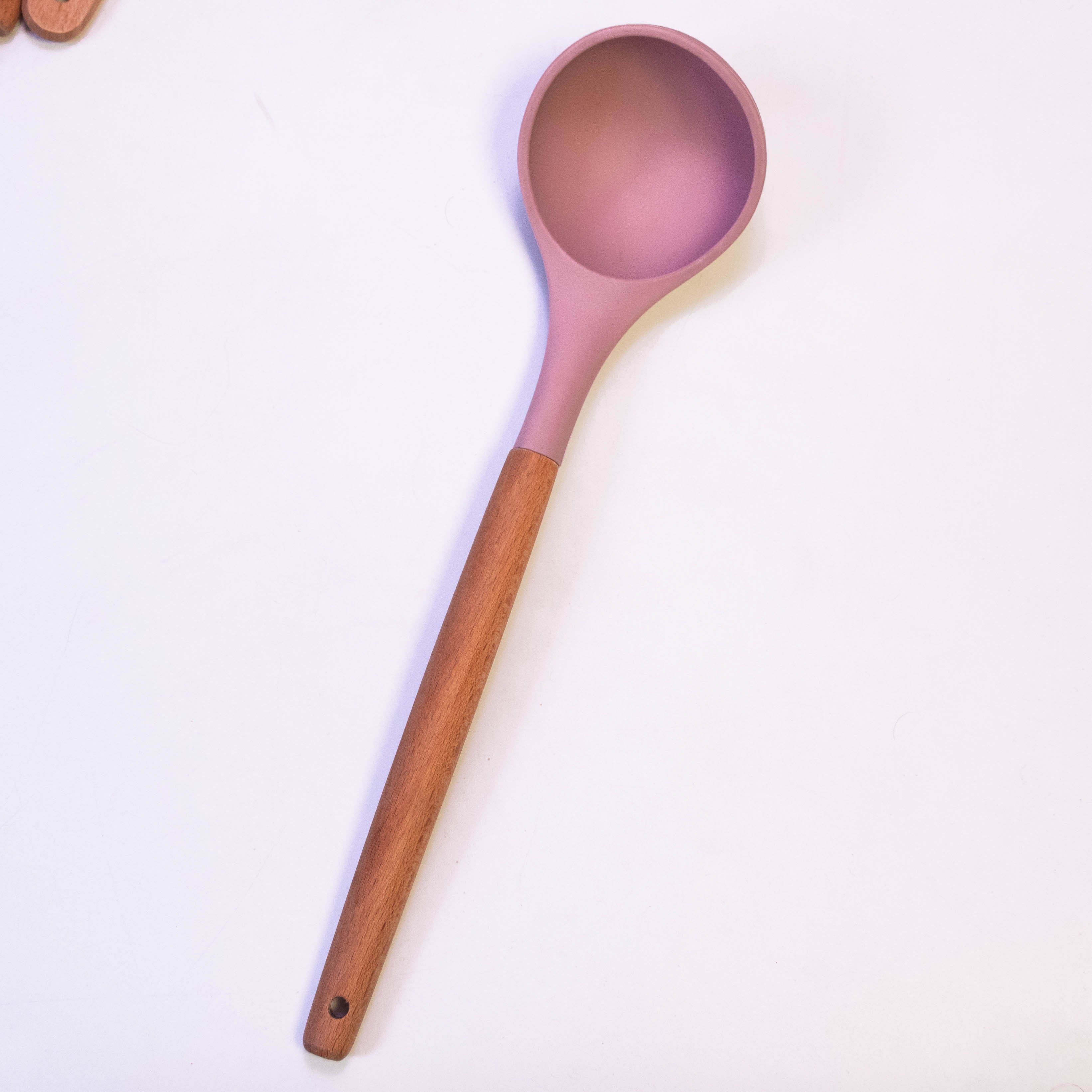 Wood Handle Cooking Spoon with Silicone Top