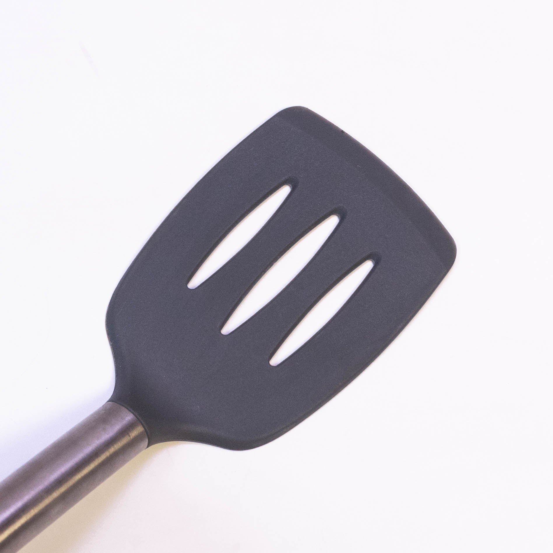 Tablecraft 14" Slotted Turner Spatula with Multi-Color Silicone Head & Stainless Steel Handle