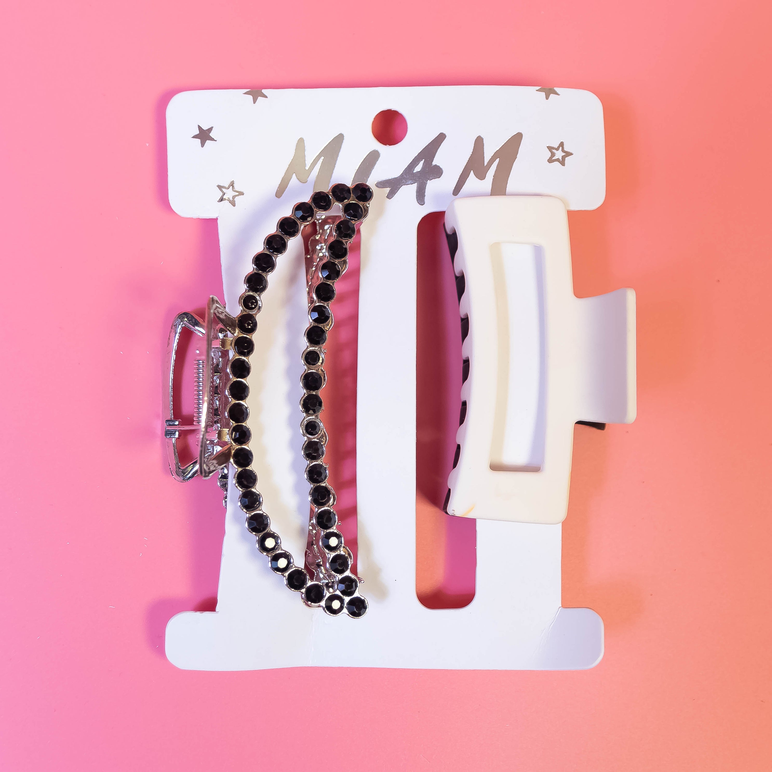 Elevate Your Hair Elegance with Our Black & White Rectangular and Banana Shape Hair Claw Clips