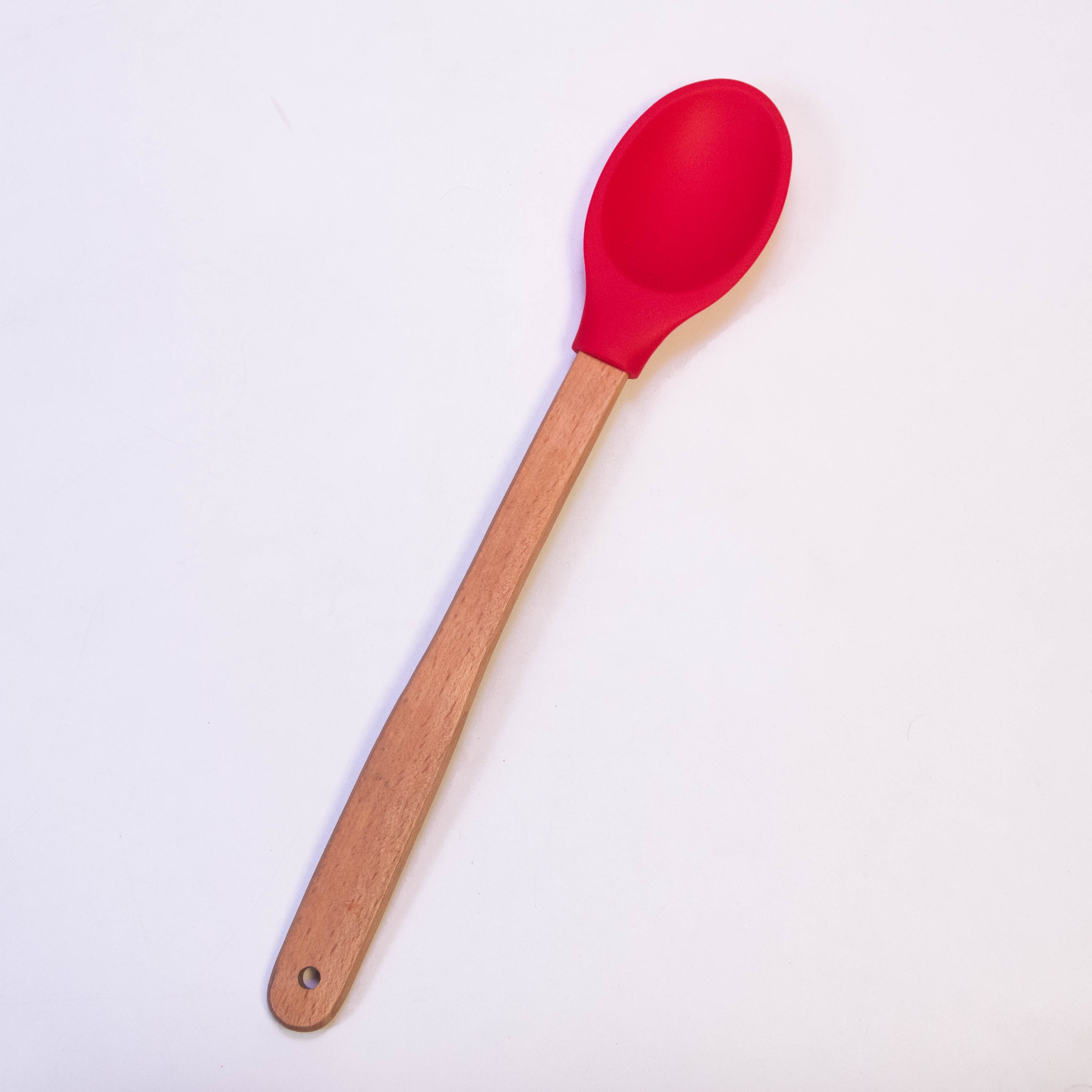 Xingli Silicone Large Spoon Spatula (Red) with Wooden Handle