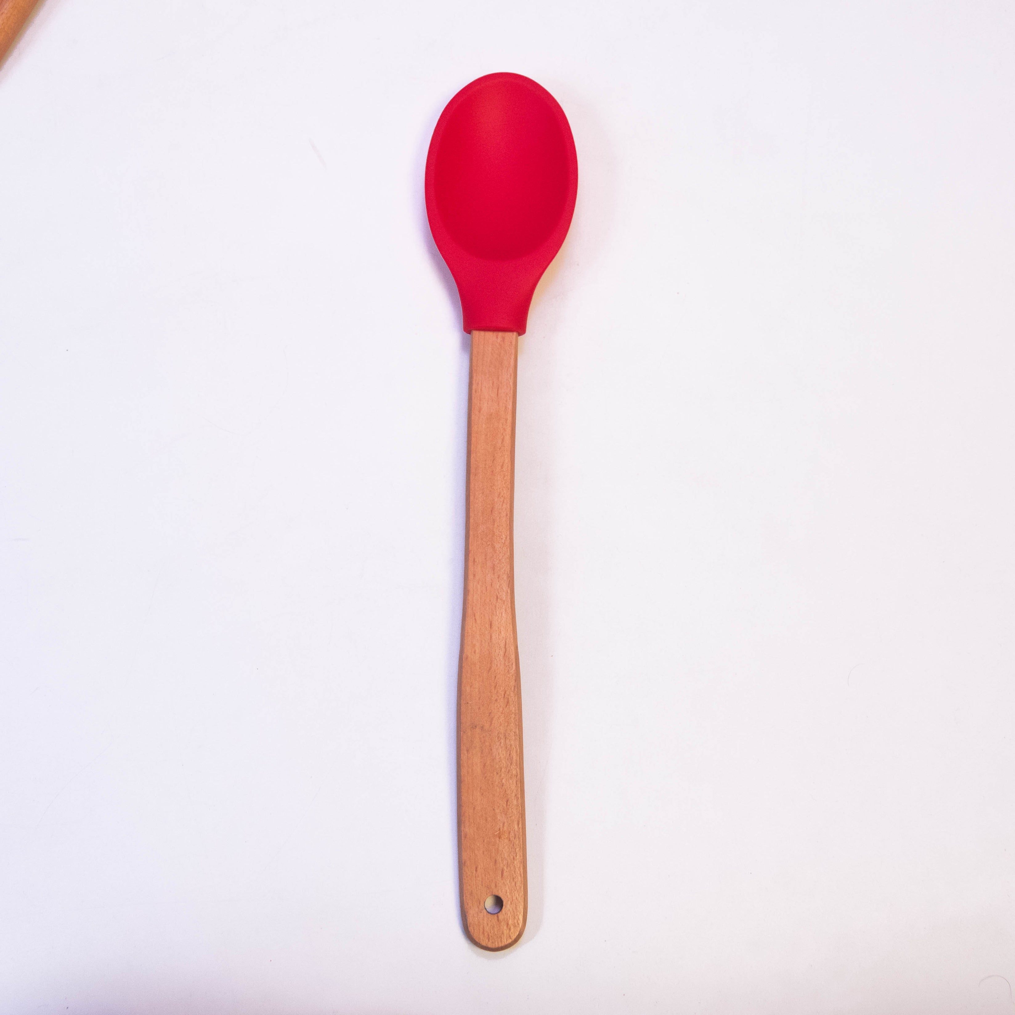 Xingli Silicone Large Spoon Spatula (Red) with Wooden Handle