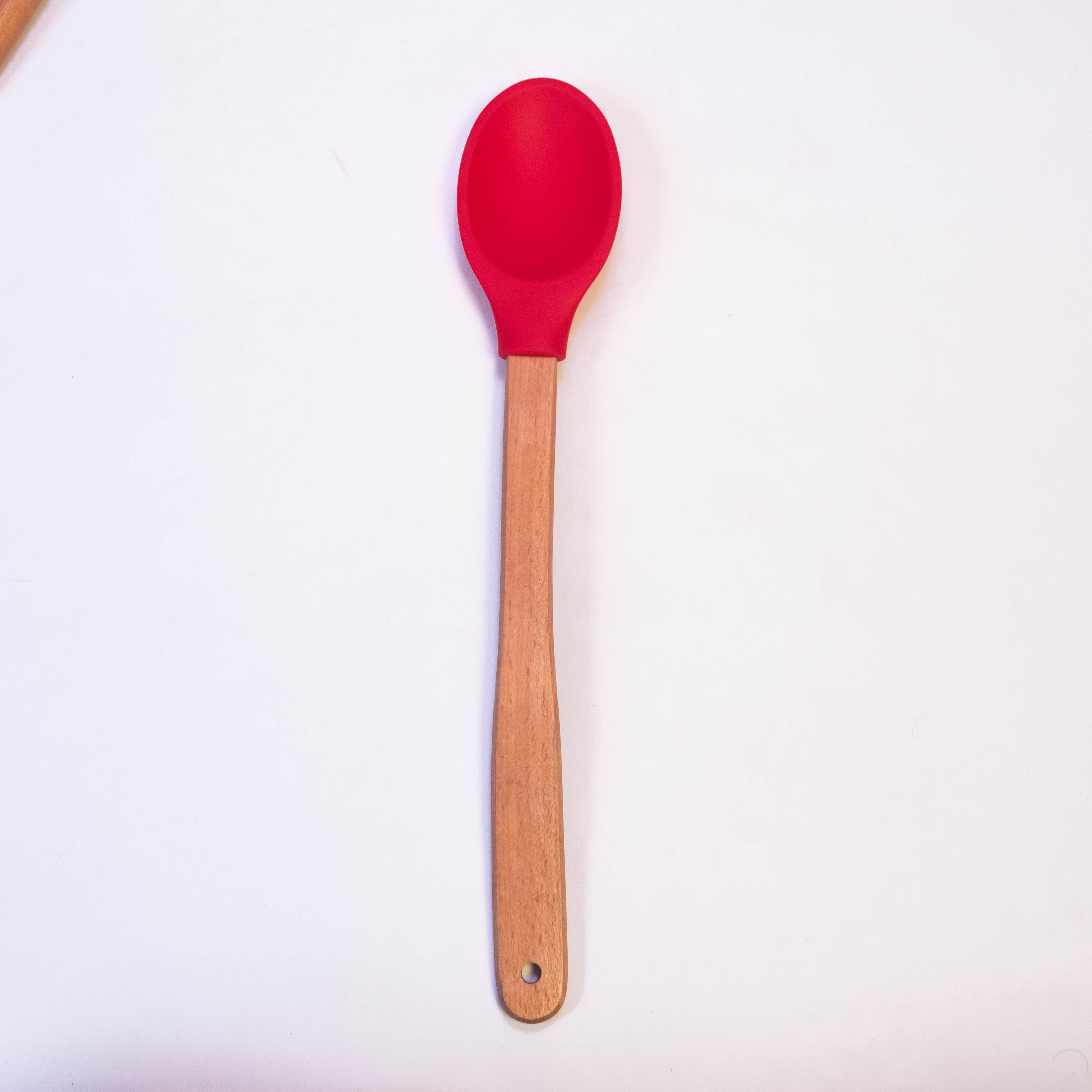 Xingli Silicone Large Spoon Spatula (Red) with Wooden Handle