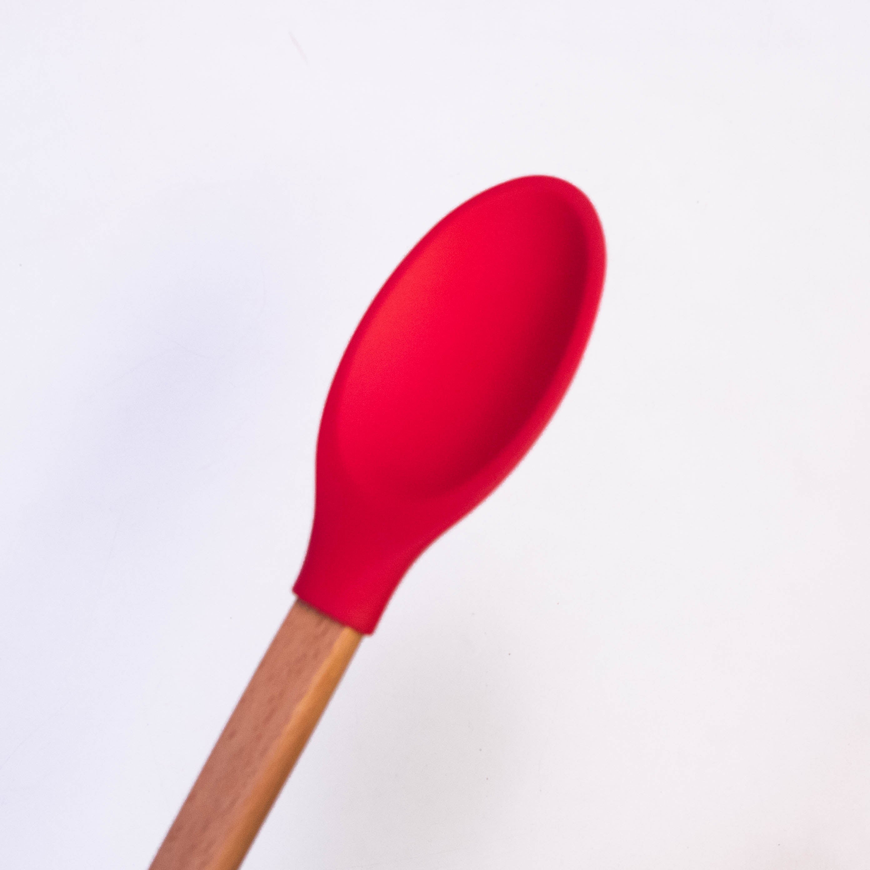 Xingli Silicone Large Spoon Spatula (Red) with Wooden Handle