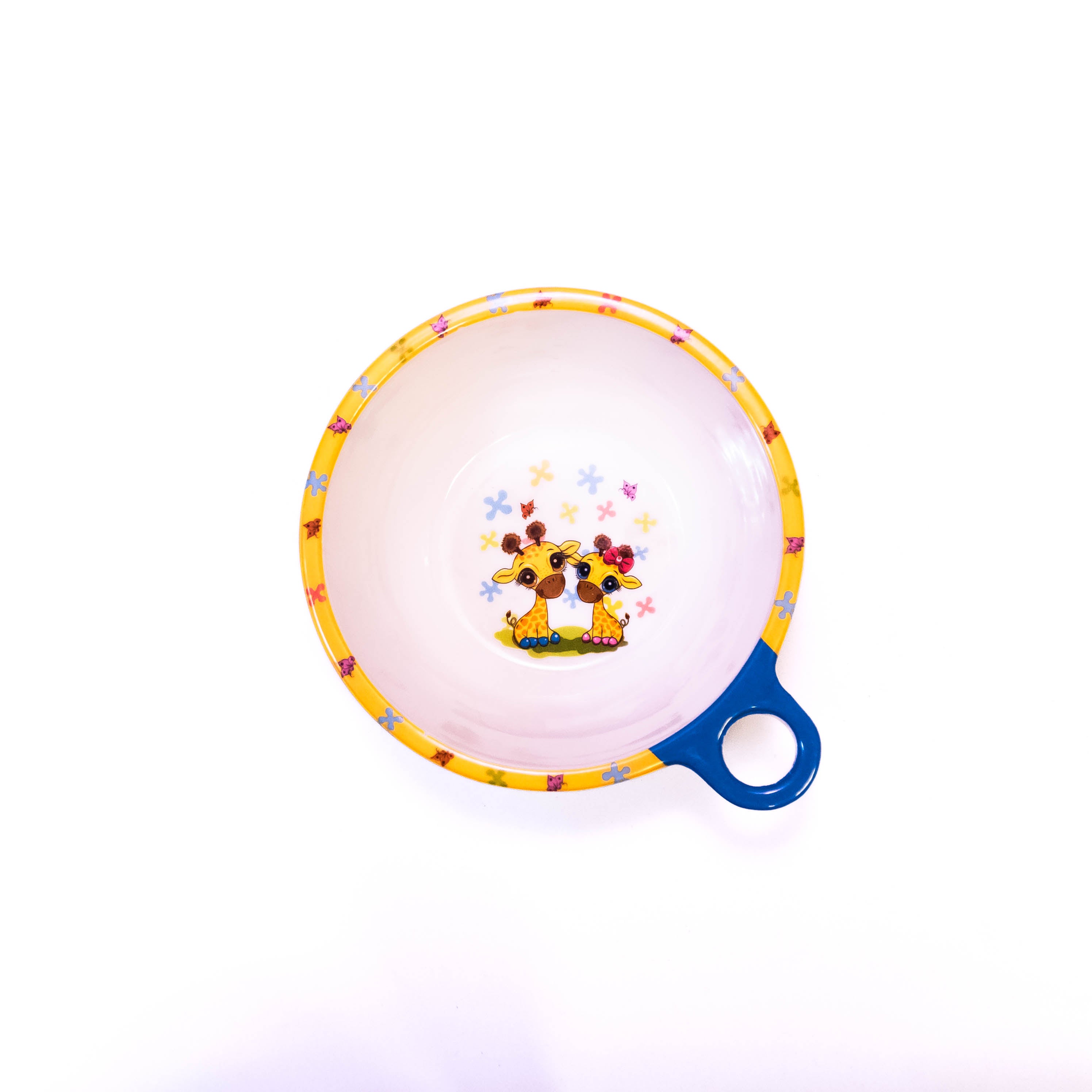 Circle-Shaped Cartoon Children's Food Bowl with Handle