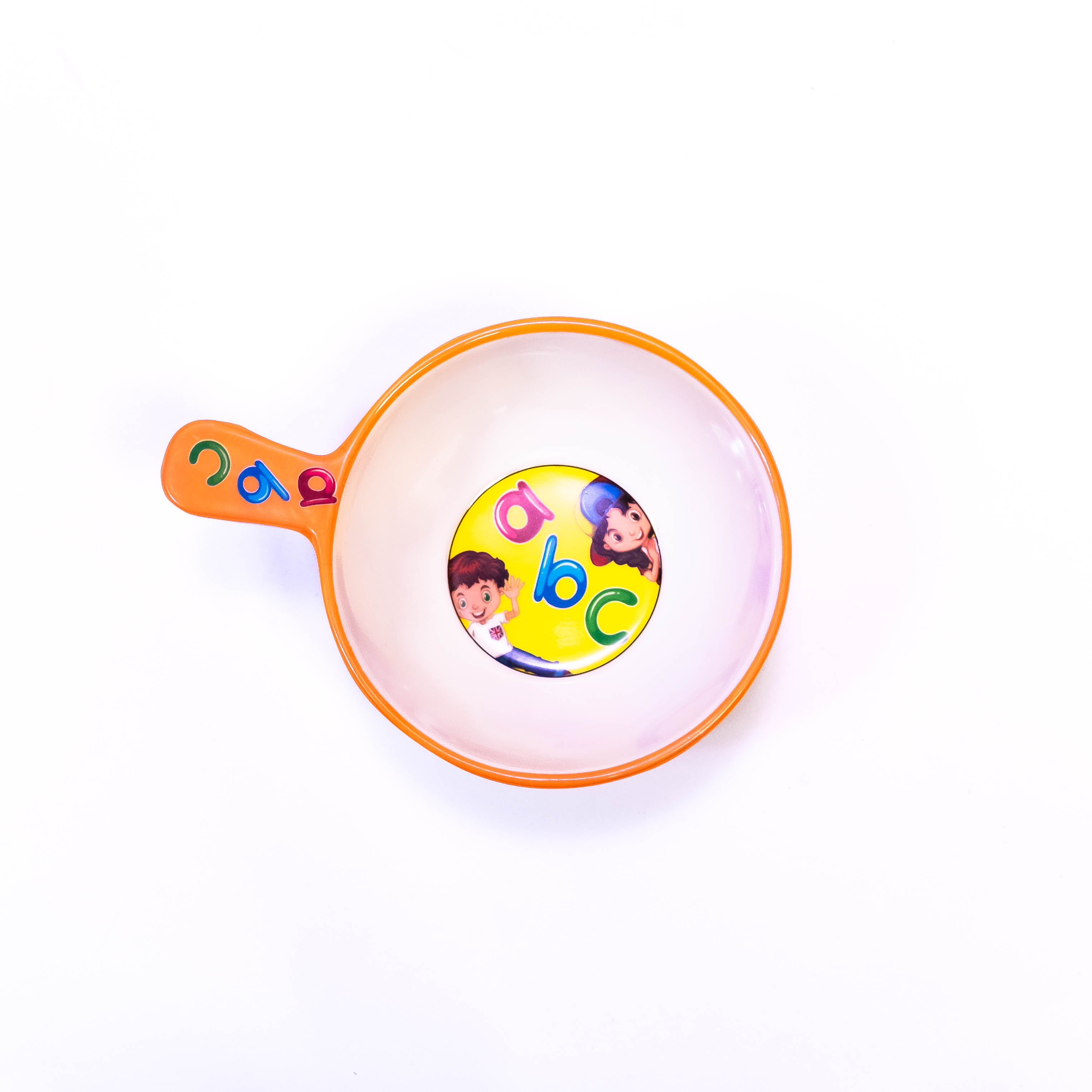 Circle Shape with Yellow Handle - Cartoon Children's Food Bowl