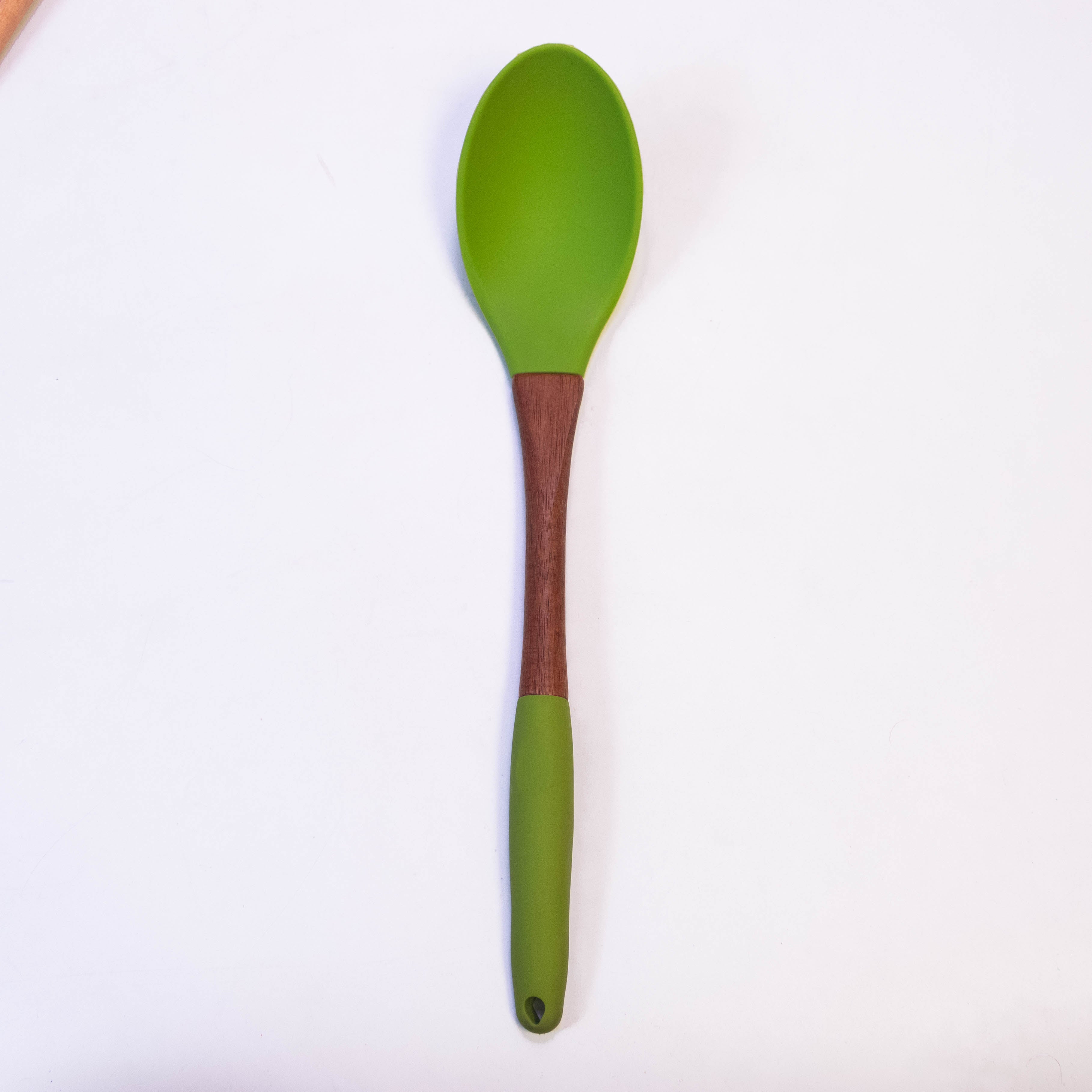 Amity Silicone Curved Spoon with Wooden Handle - 32.5x6.5x6.8 cm