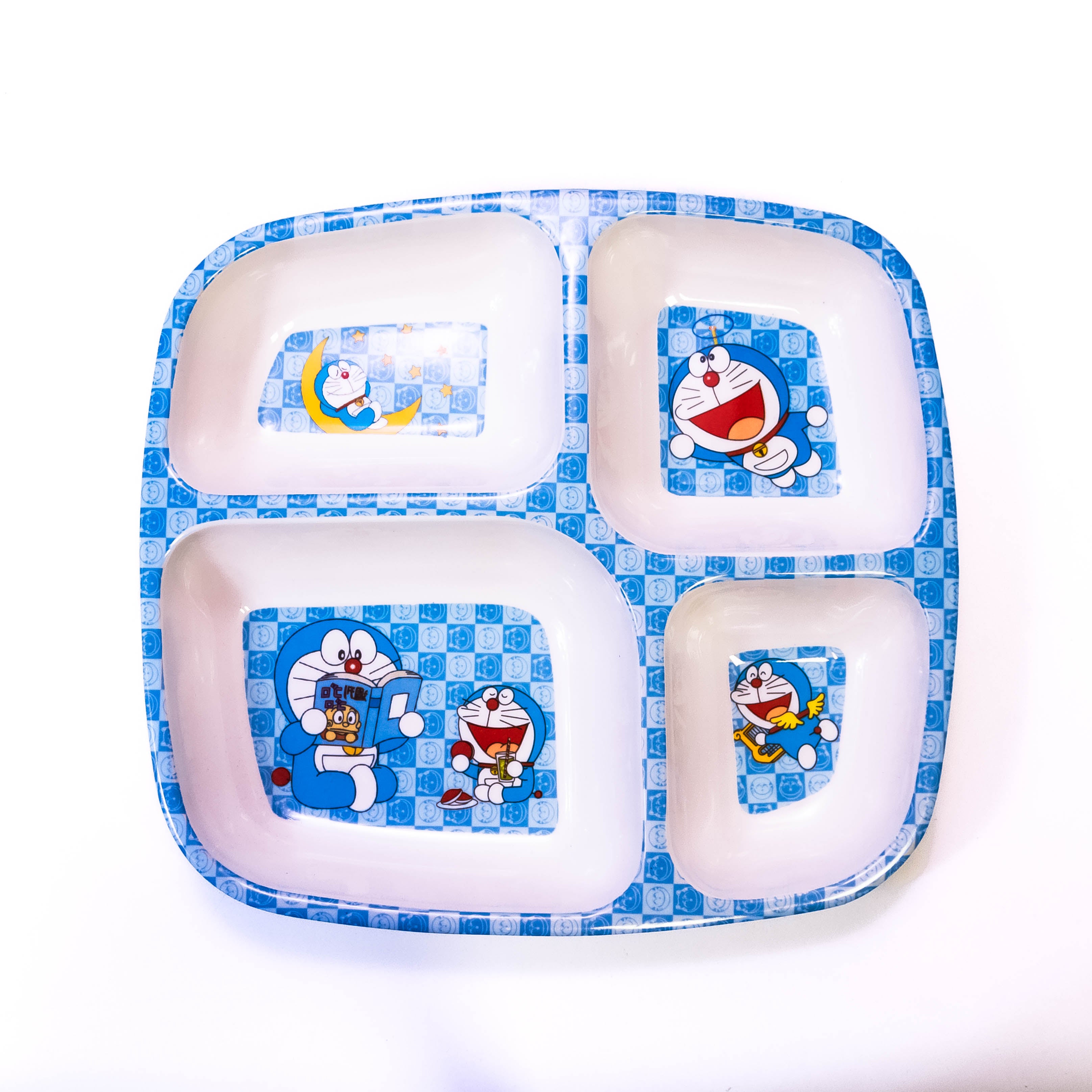 Square Shape Cartoon Large Dining Plates with 4 Partitions
