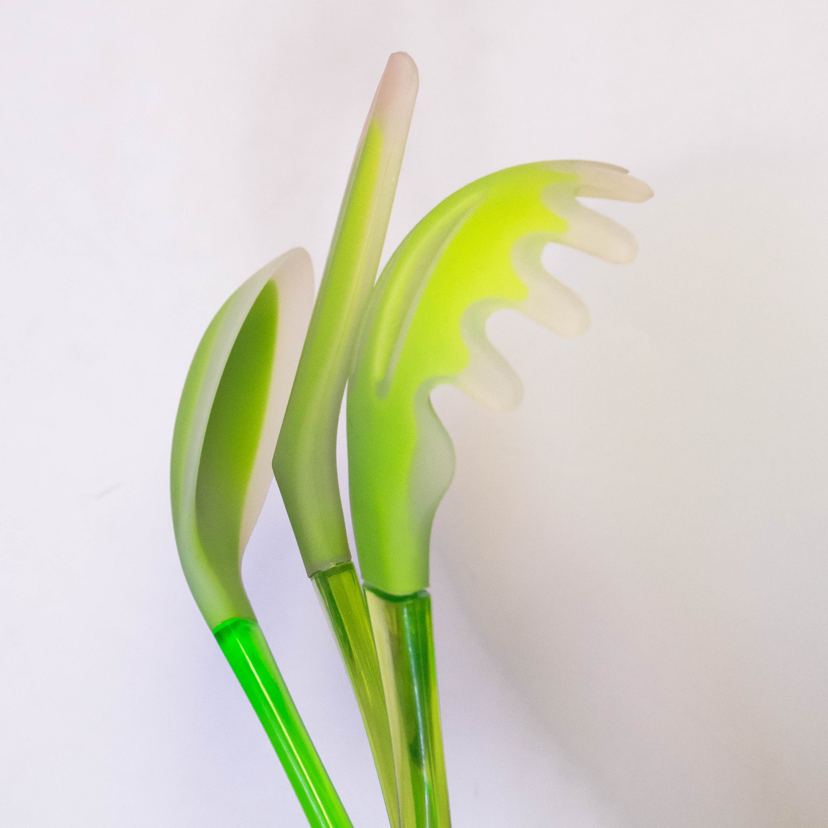 Neo Green Silicone Utensil Set with Long Acrylic Handle - 3 Piece