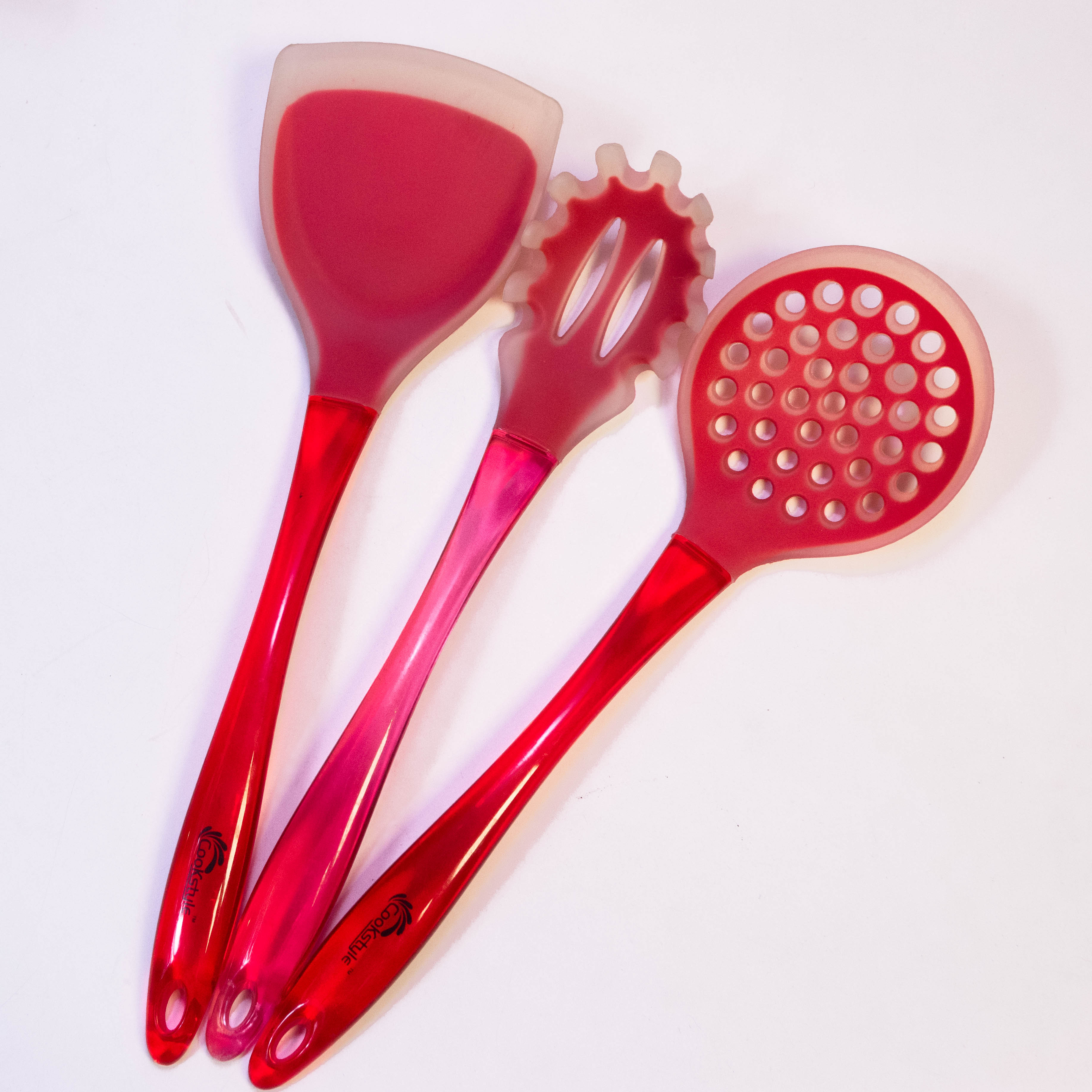Deluxe Acrylic Handled Silicone Utensils Set - 3-Pack