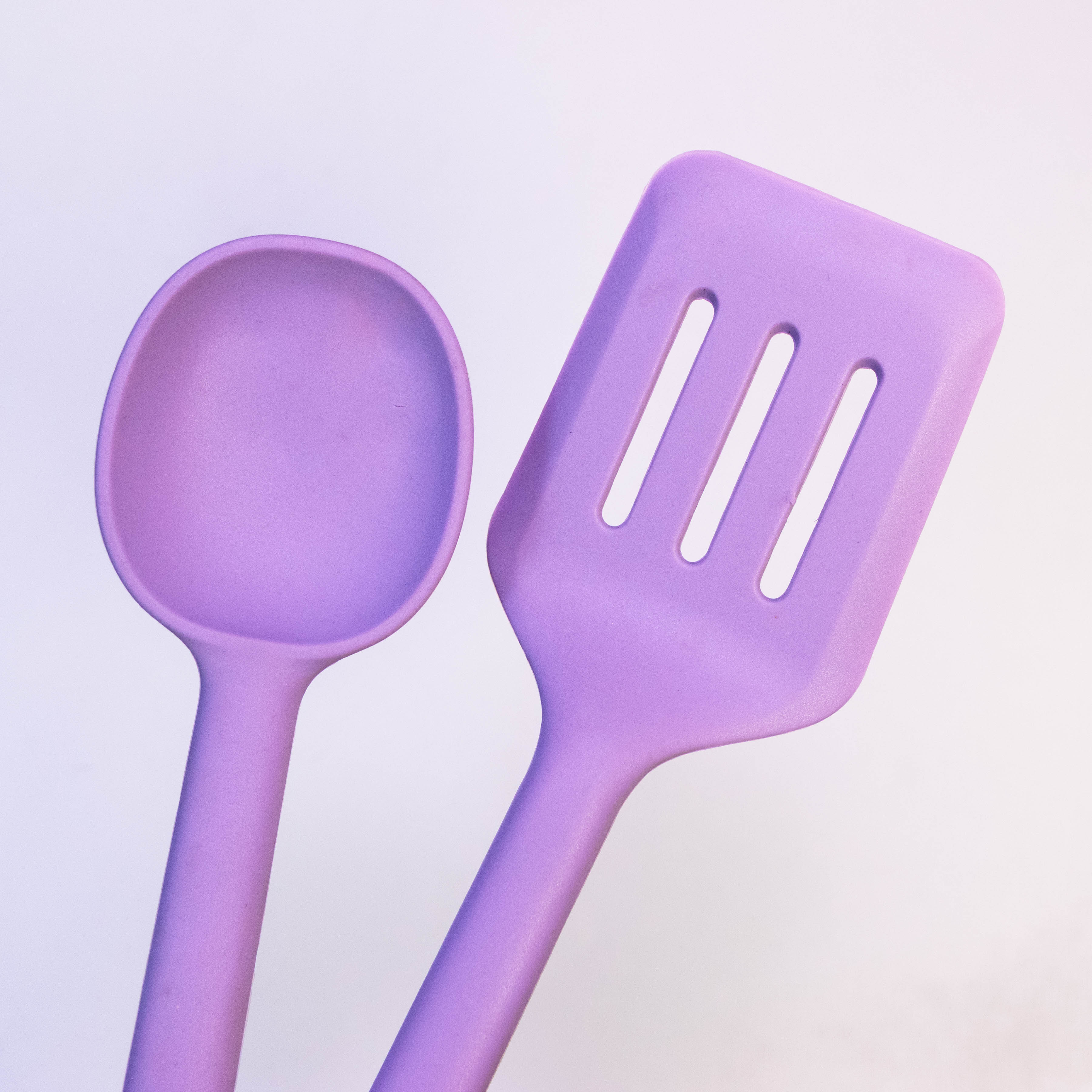 Silicone Turner and Mixing Spoon Set in Elegant Lavender
