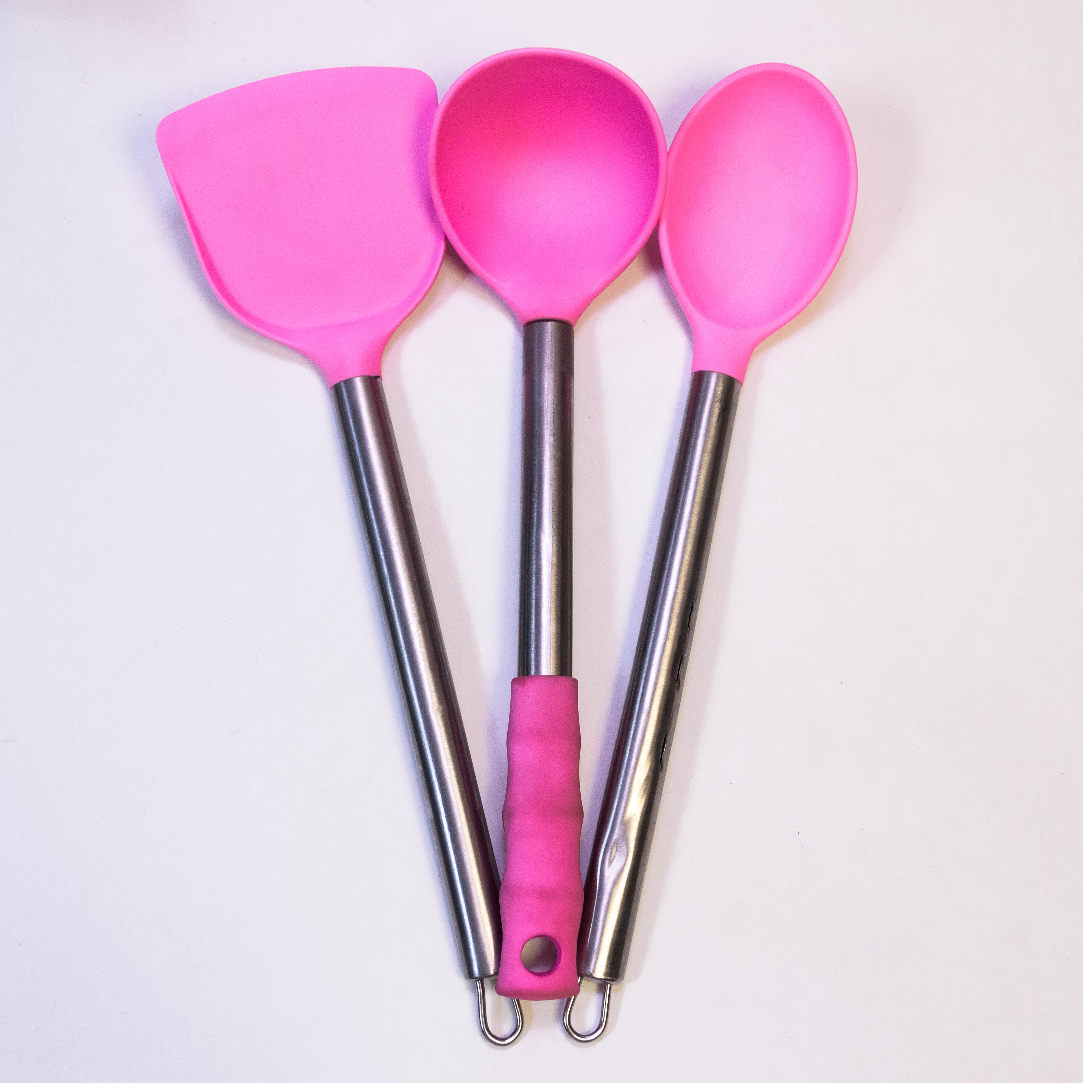 High-Quality Pink Silicone Utensils Set - 3-Piece