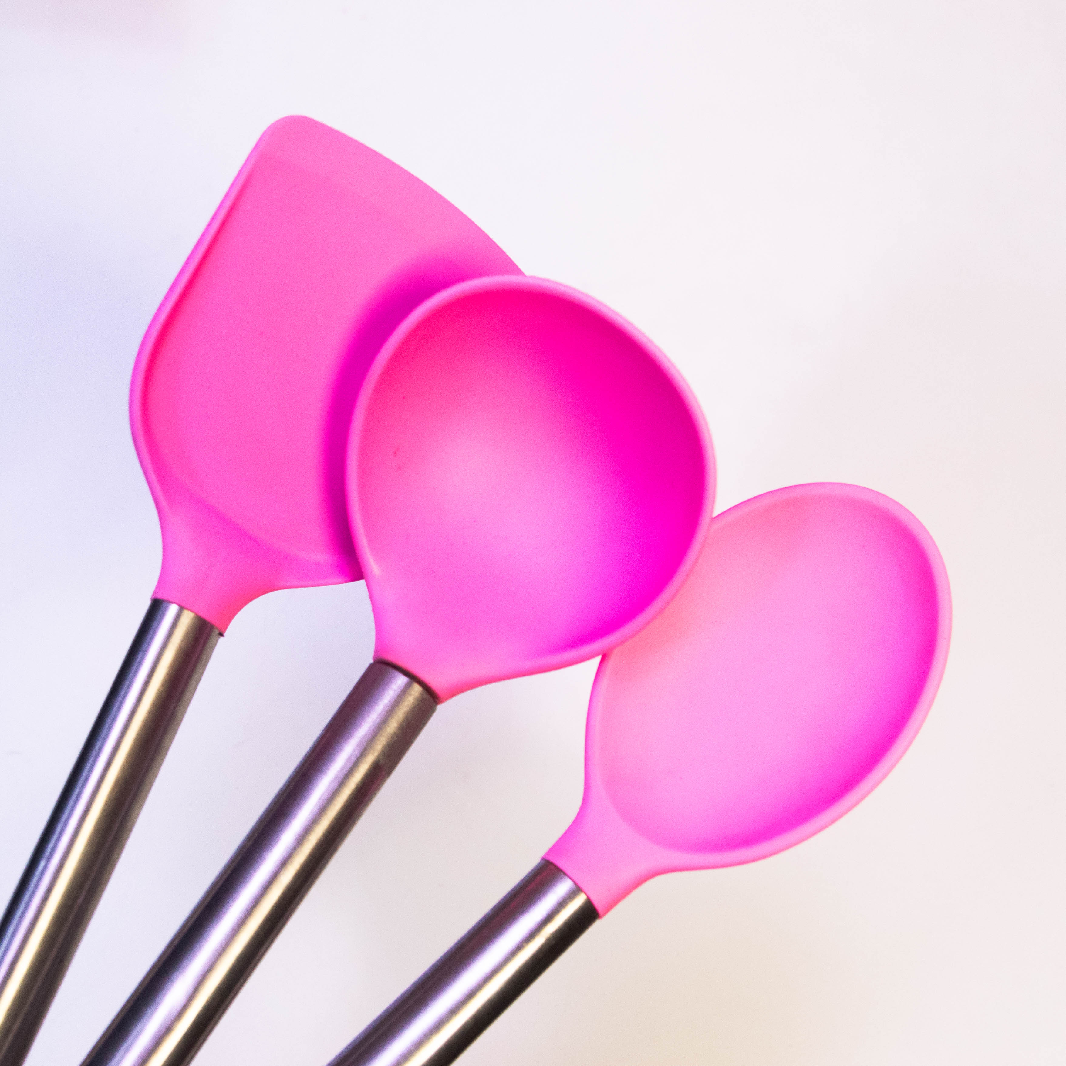 High-Quality Pink Silicone Utensils Set - 3-Piece