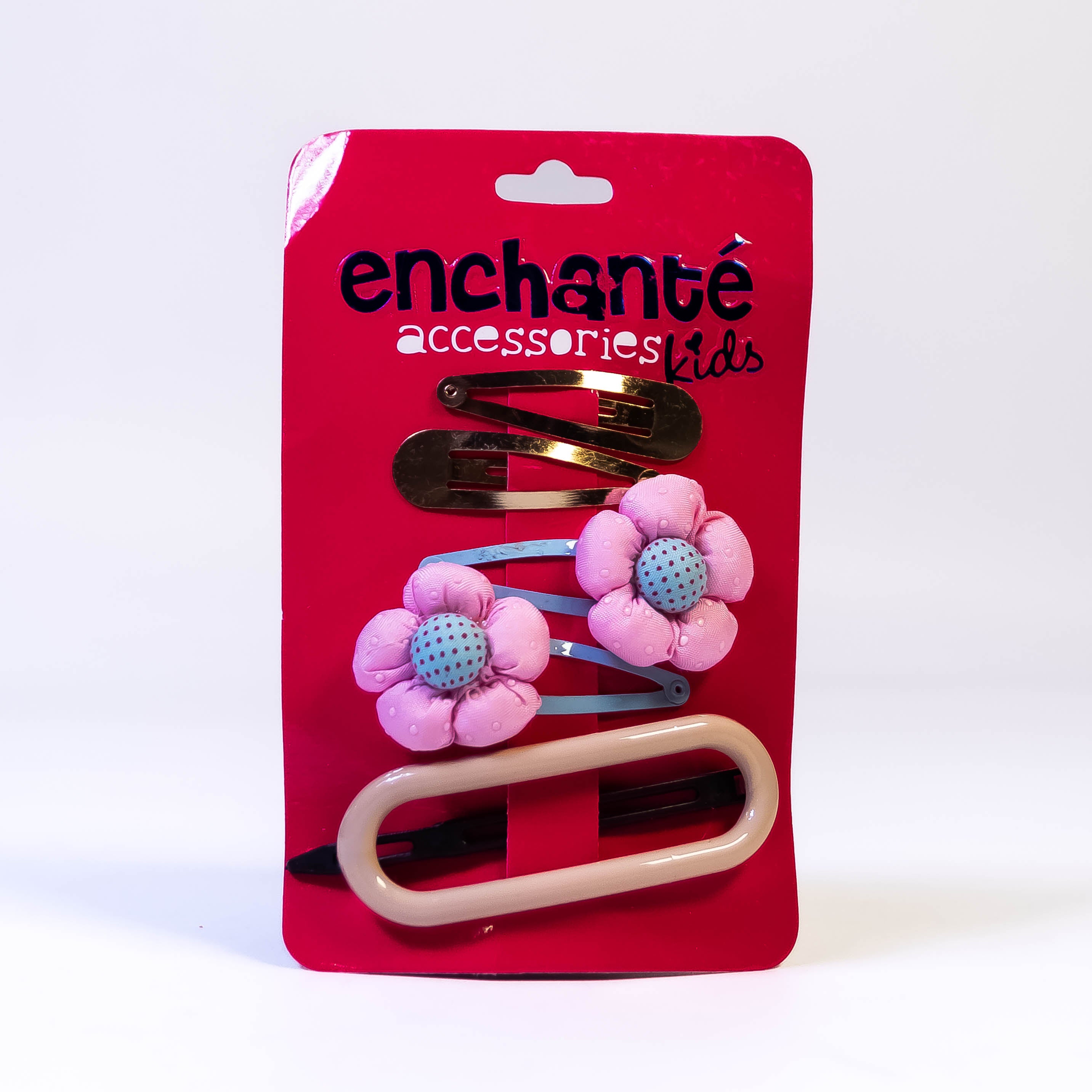 Complete Hair Accessories Set: Pack of 5 - Brown Hair Clip, Blue Flower Hair Pins, and Golden Basic Hair Pins