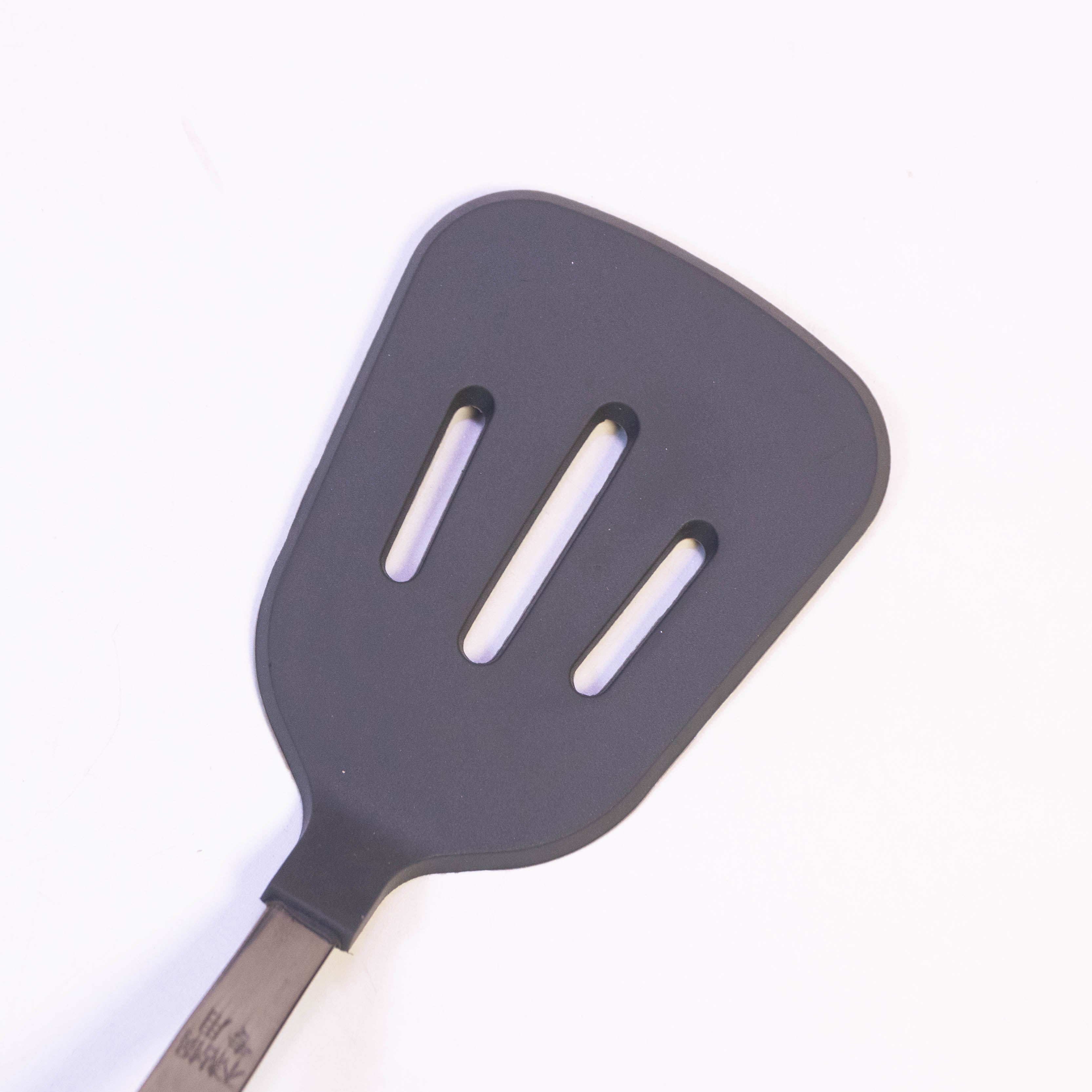 Silicone Slotted Turner with Stainless Steel Handle - Gray