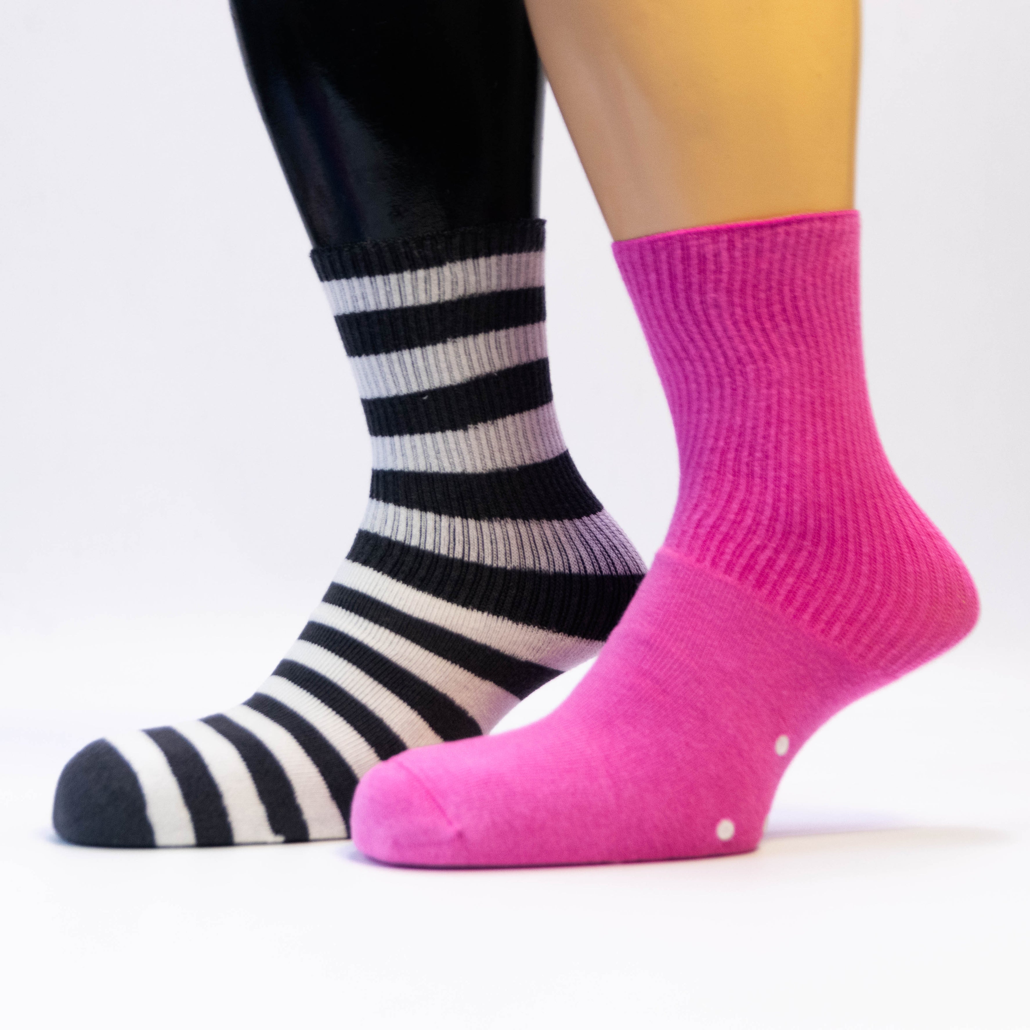 Women's Mid-Calf Socks - Striped Elegance in Multicolor Designs