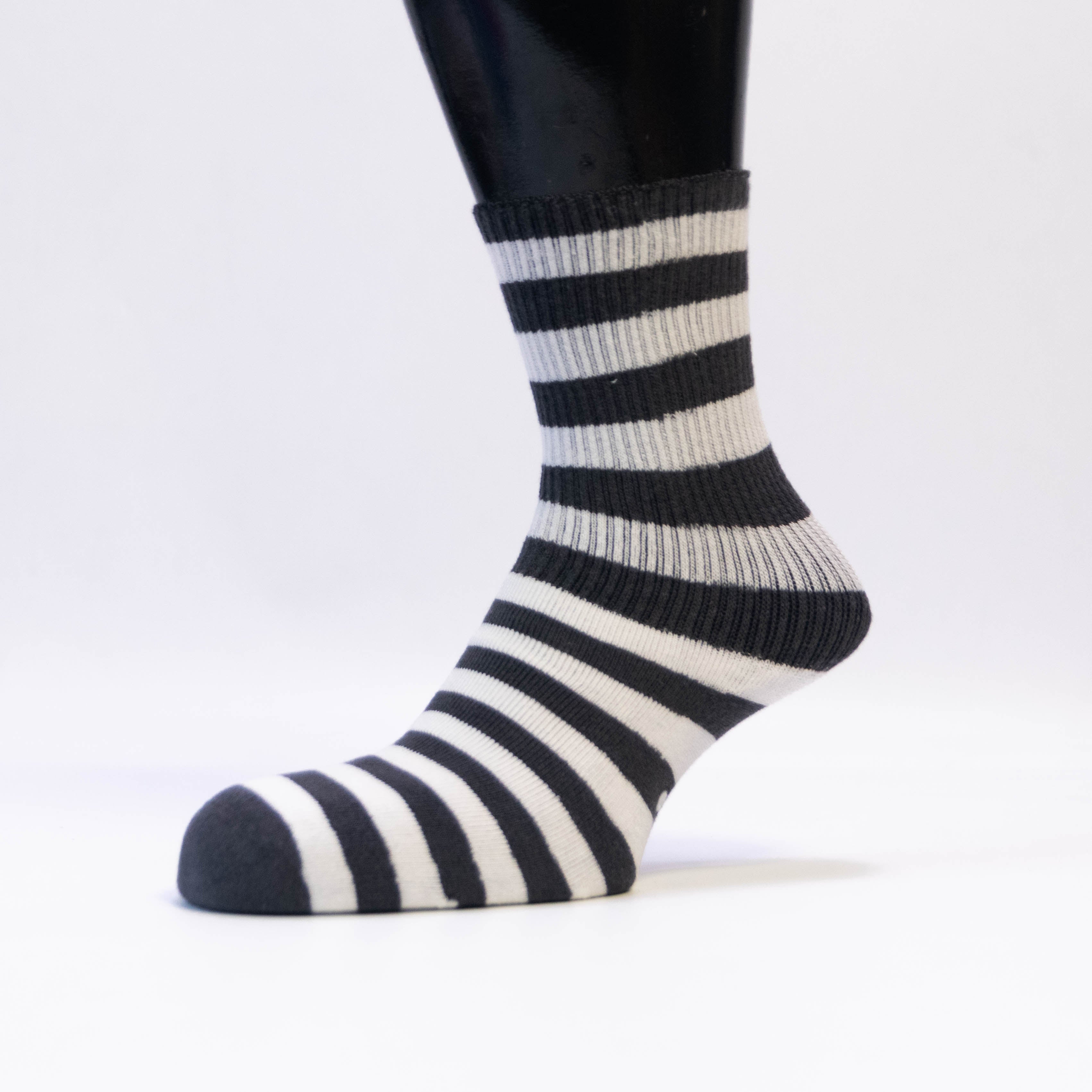 Women's Mid-Calf Socks - Striped Elegance in Multicolor Designs