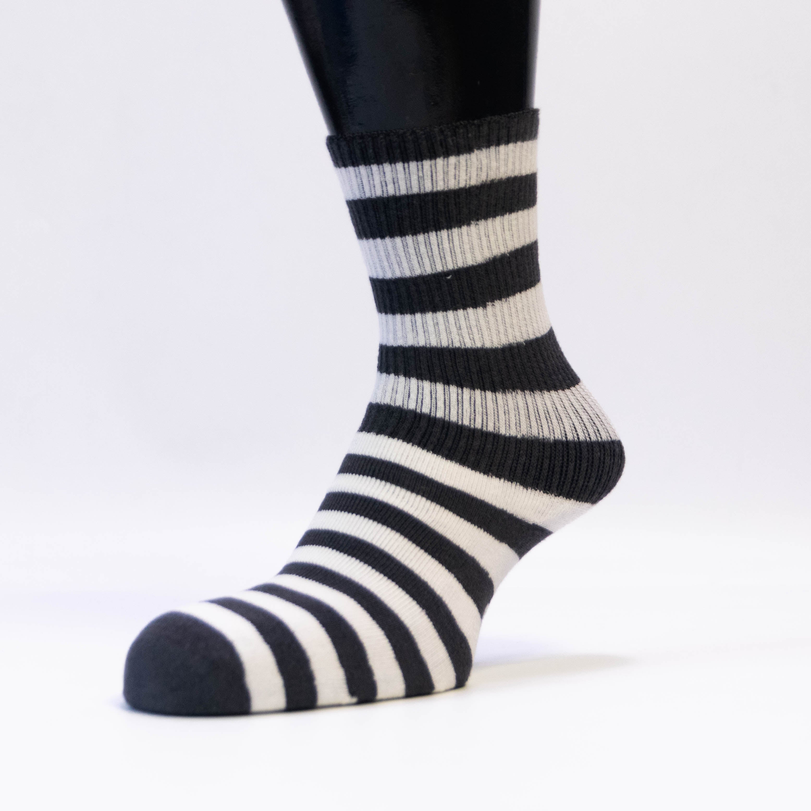 Women's Mid-Calf Socks - Striped Elegance in Multicolor Designs
