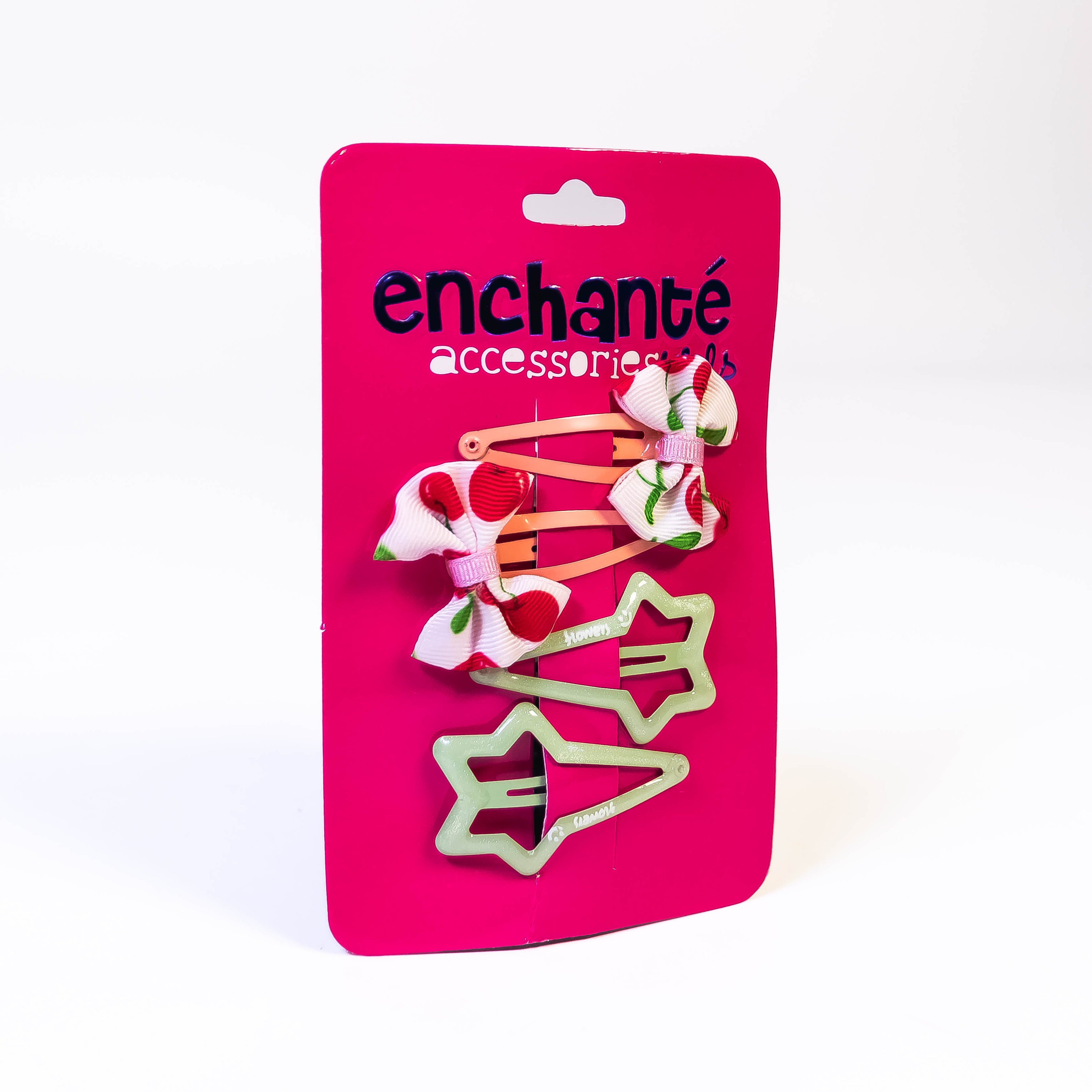 Charming Hair Accessories Set: 2 Green Style Hair Pins and 2 Hair Bow Style Hair Pins