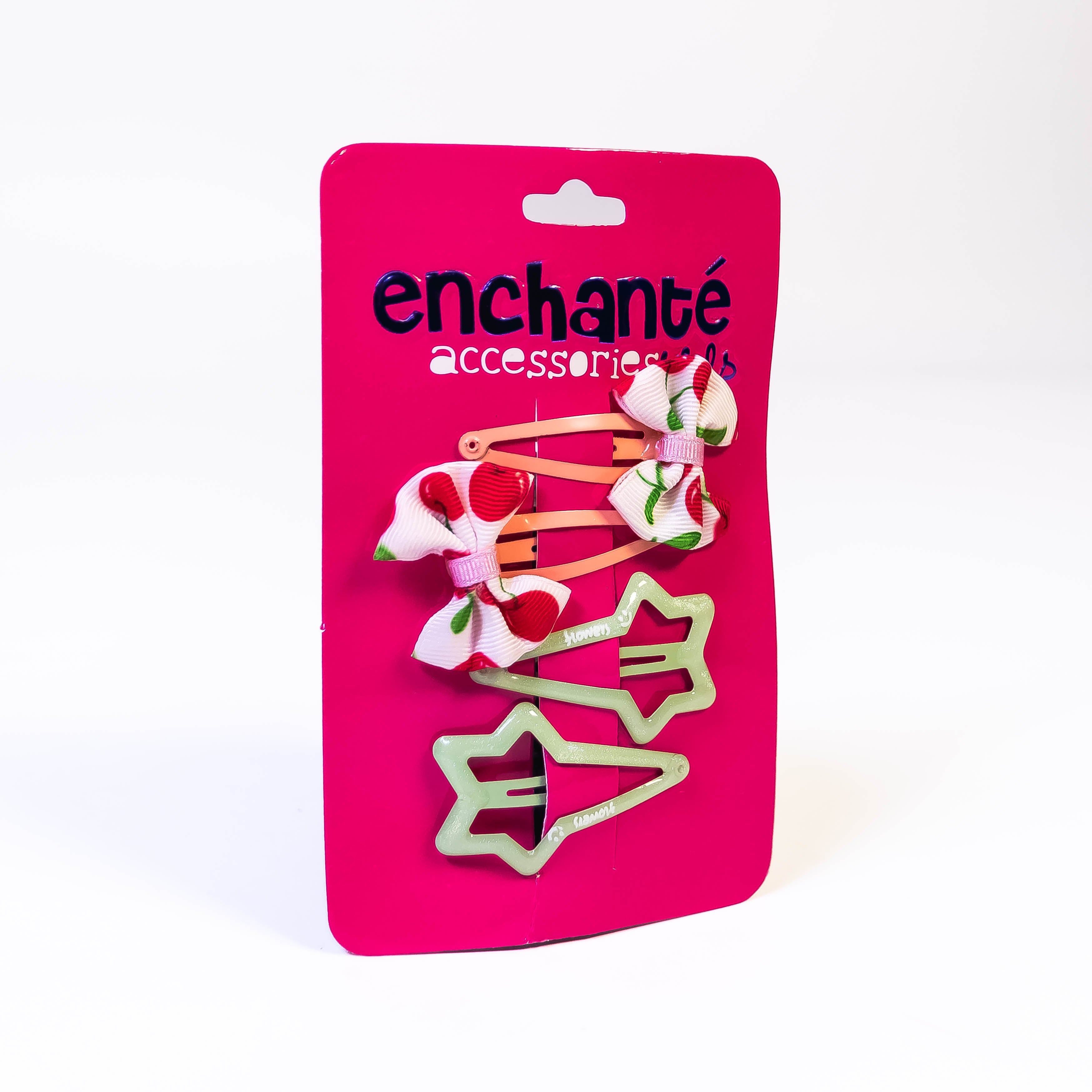 Charming Hair Accessories Set: 2 Green Style Hair Pins and 2 Hair Bow Style Hair Pins