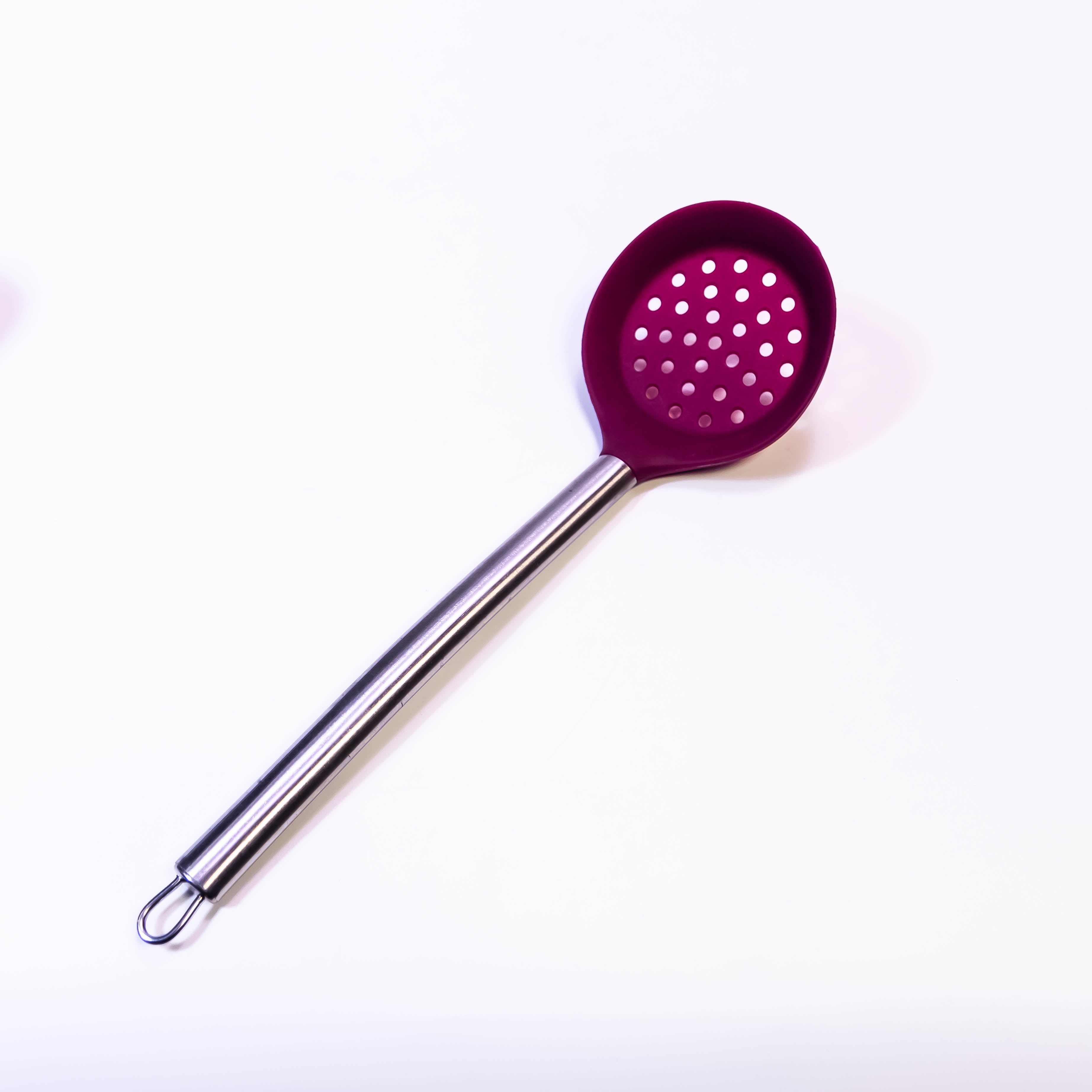 Multi-Color Silicone Strainer/Spatula with Stainless Steel Handle