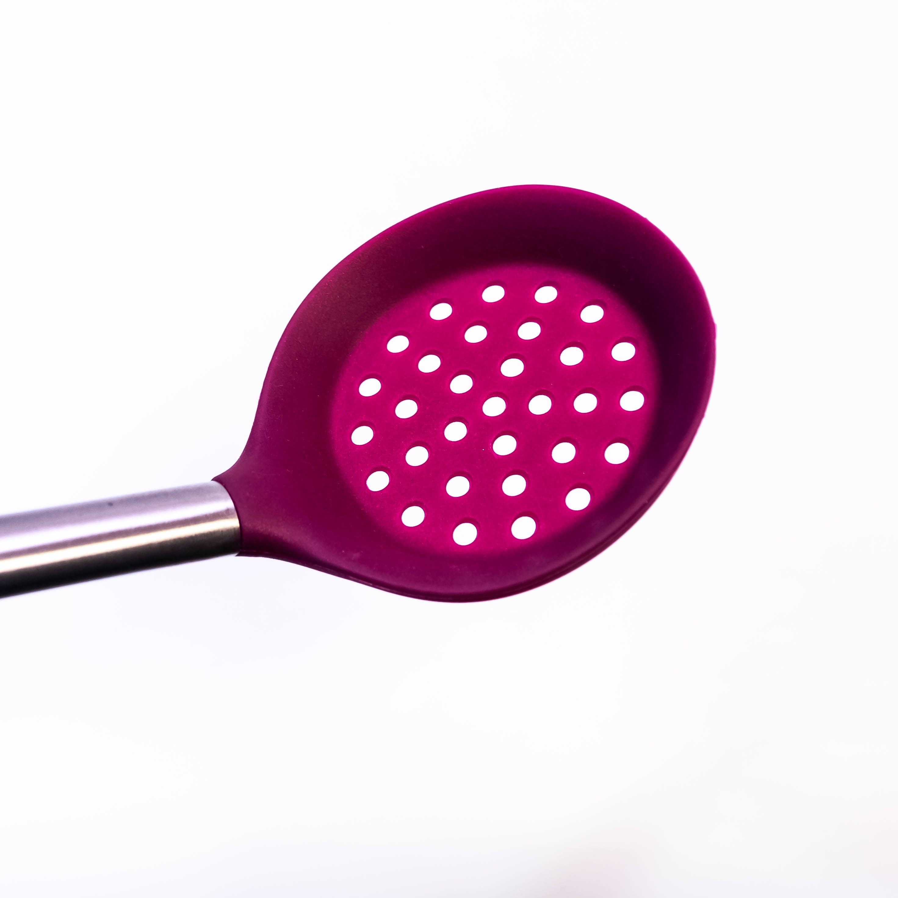 Multi-Color Silicone Strainer/Spatula with Stainless Steel Handle