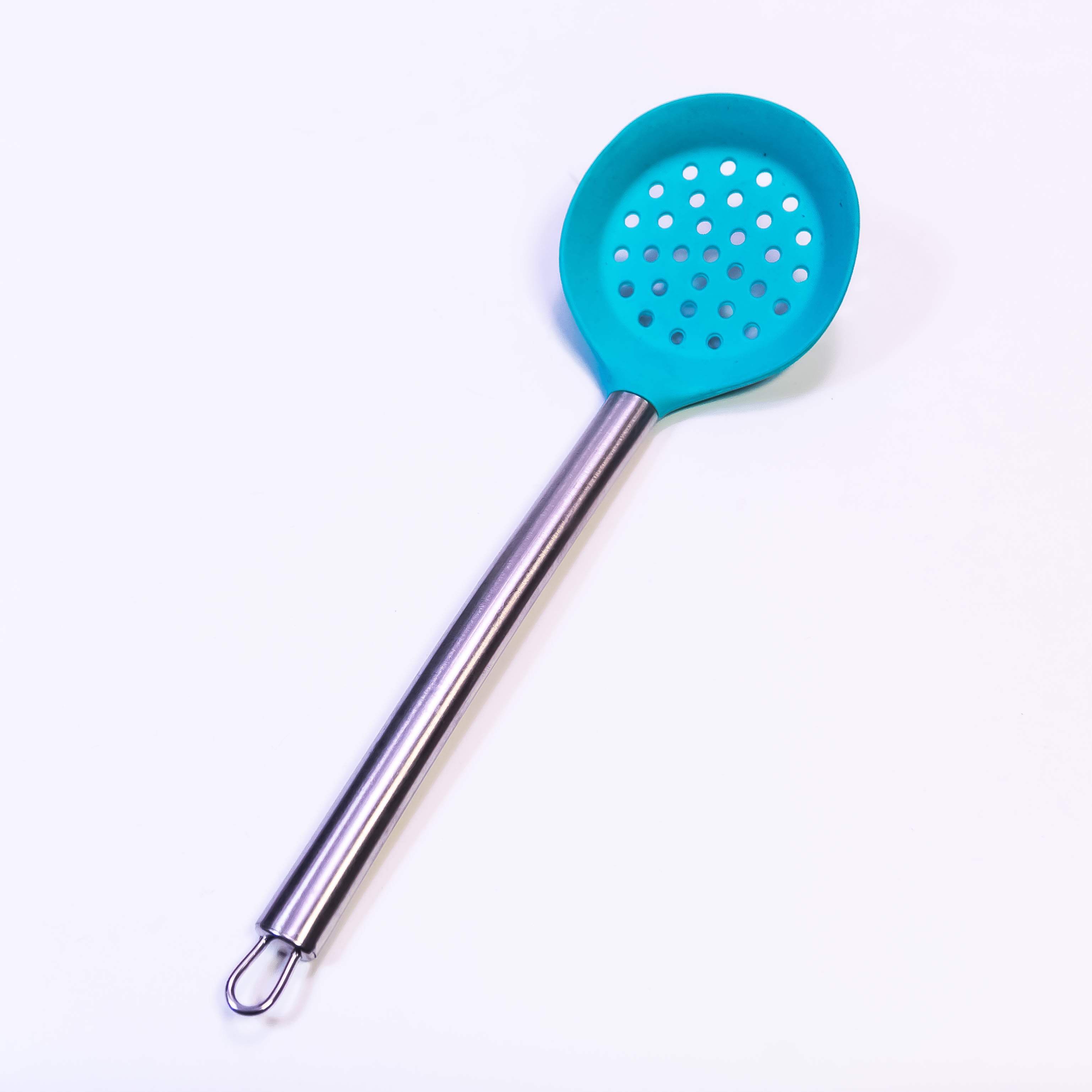 Multi-Color Silicone Strainer/Spatula with Stainless Steel Handle