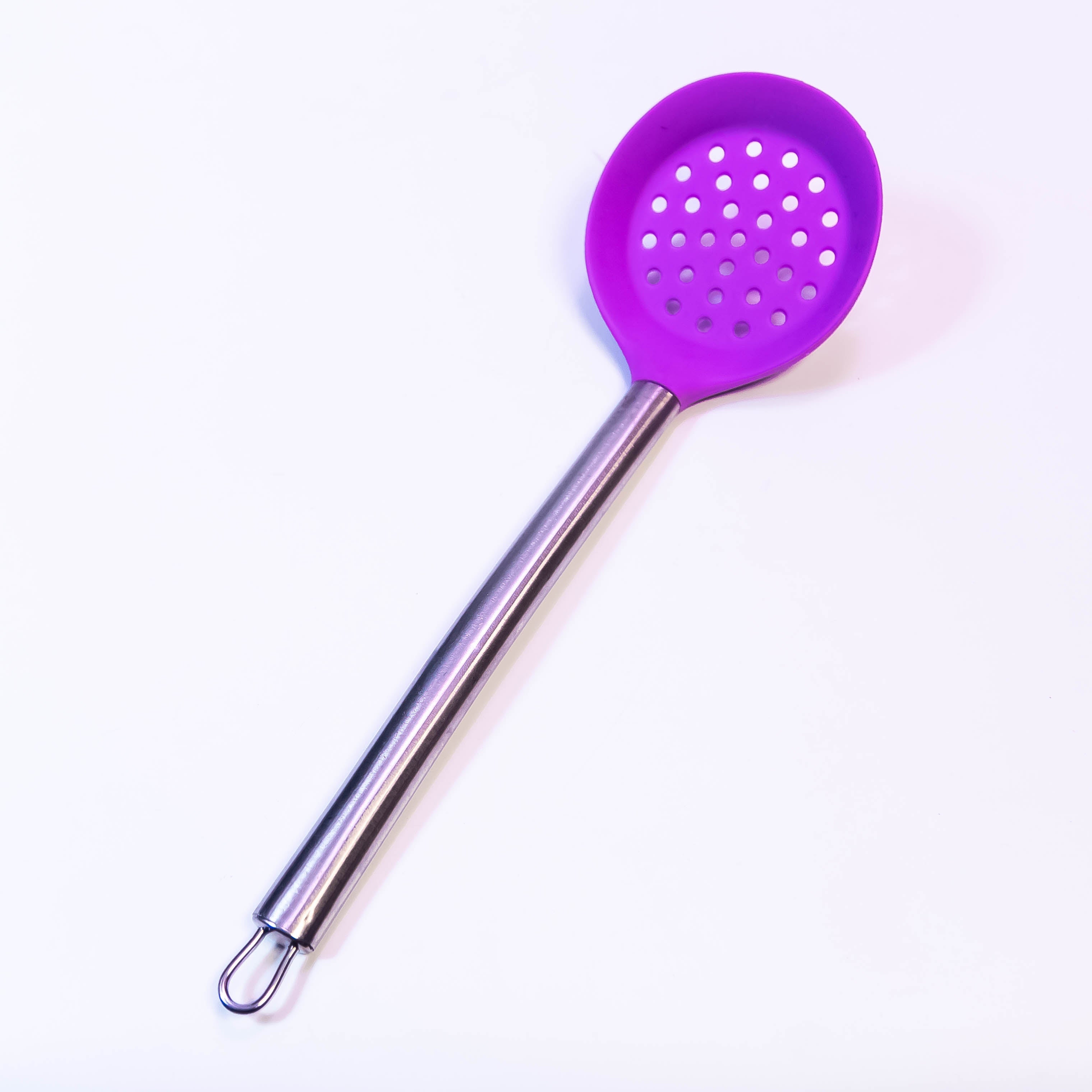 Multi-Color Silicone Strainer/Spatula with Stainless Steel Handle
