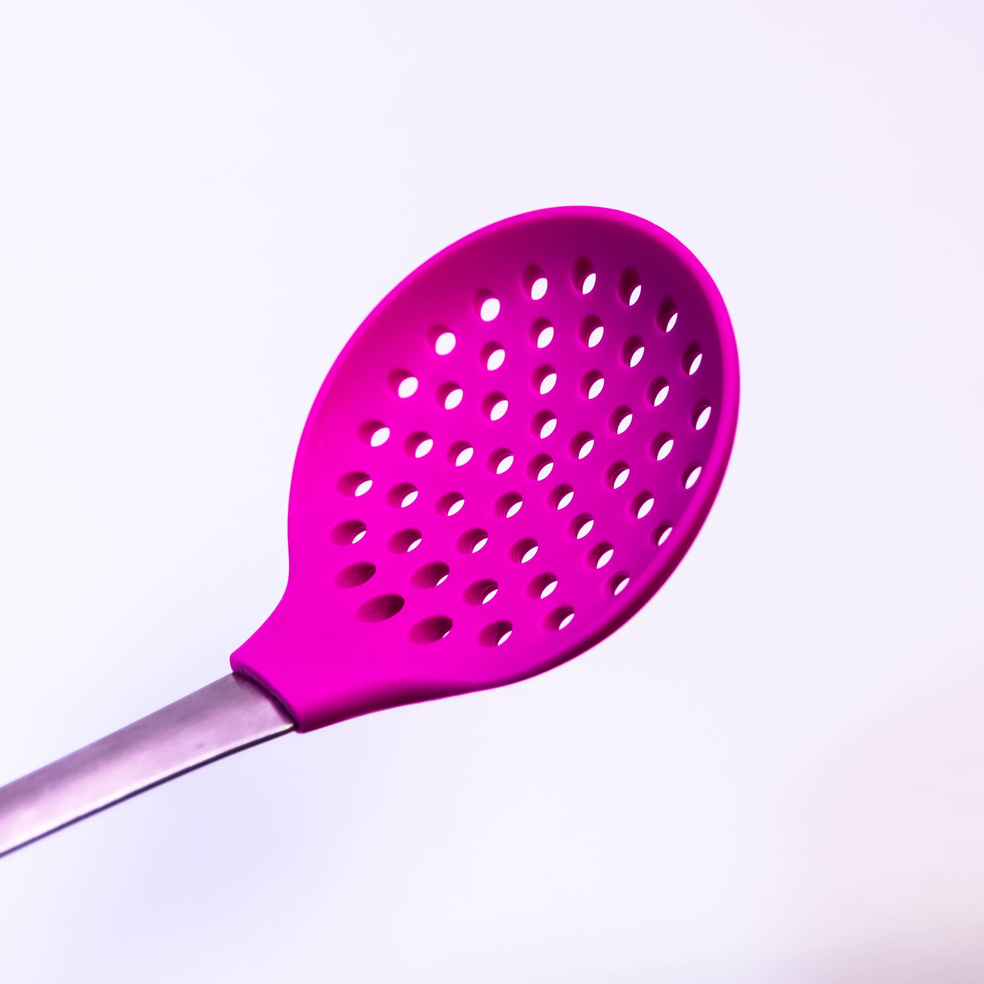 Multi-Color Silicone Strainer/Spatula with Stainless Steel Handle