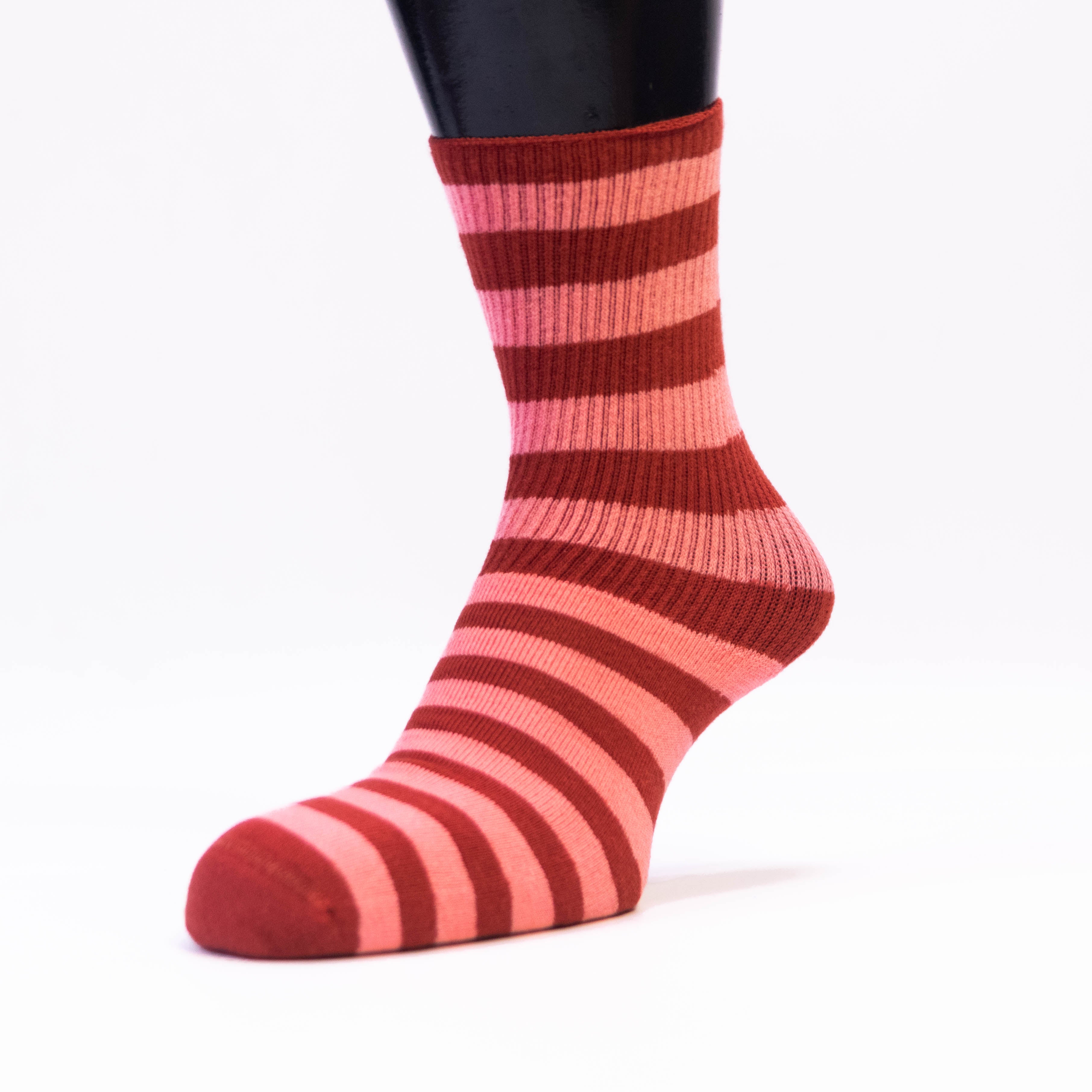Women's Mid-Calf Socks - Striped Elegance in Multicolor Designs