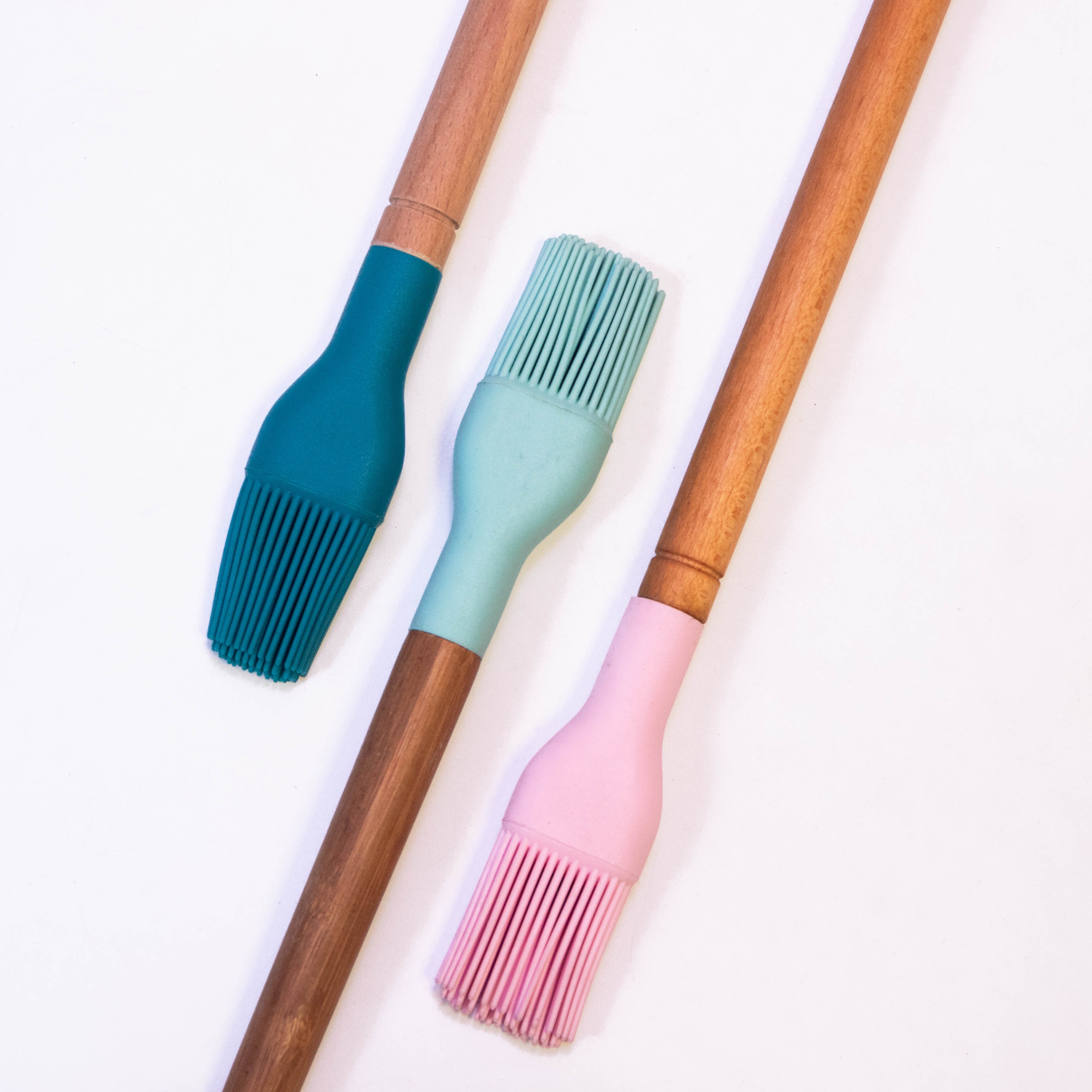 Premium Silicone Top Oil Brush with Multi-Color Wooden Handle