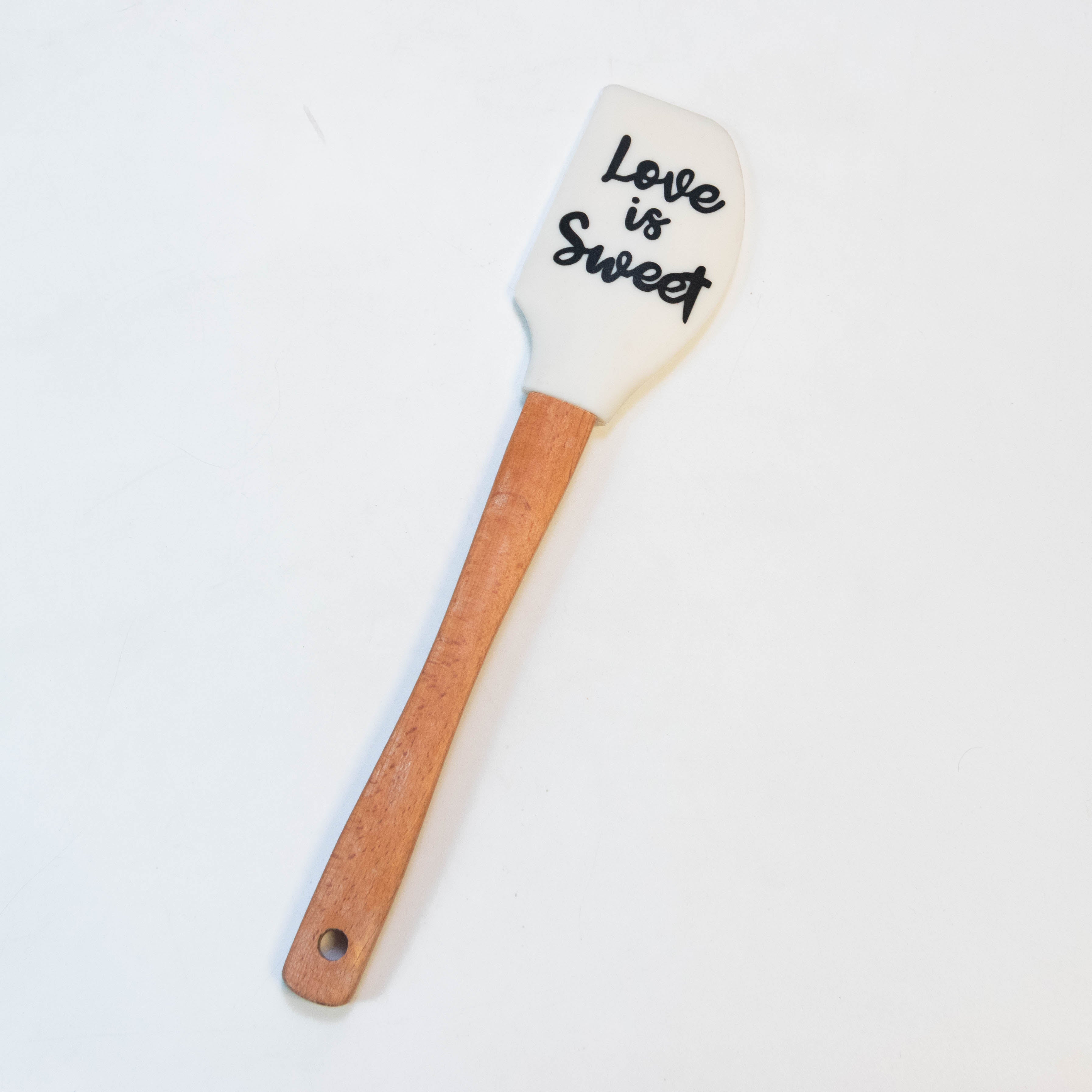 White Scraper Spatula with Long Wooden Handle