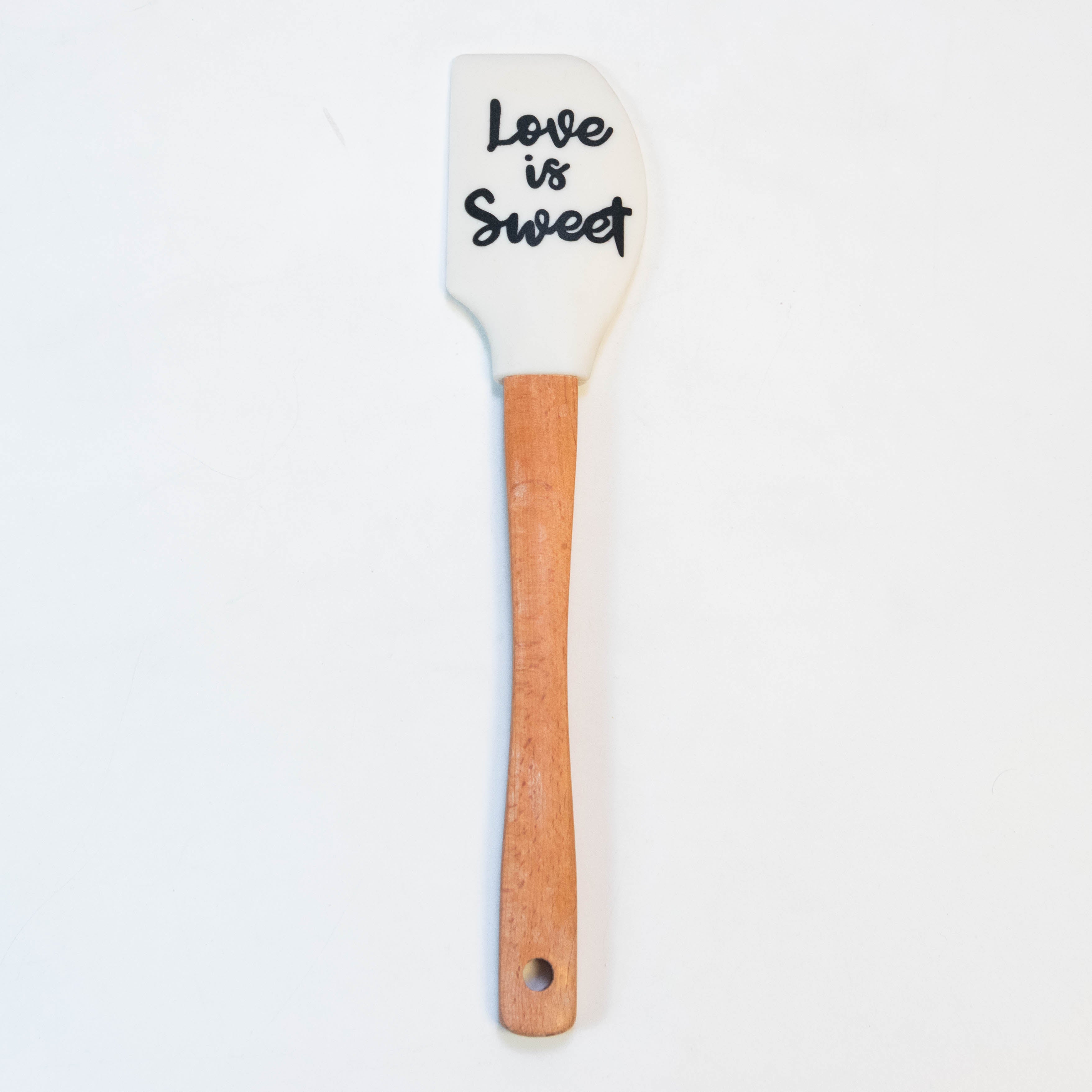 White Scraper Spatula with Long Wooden Handle