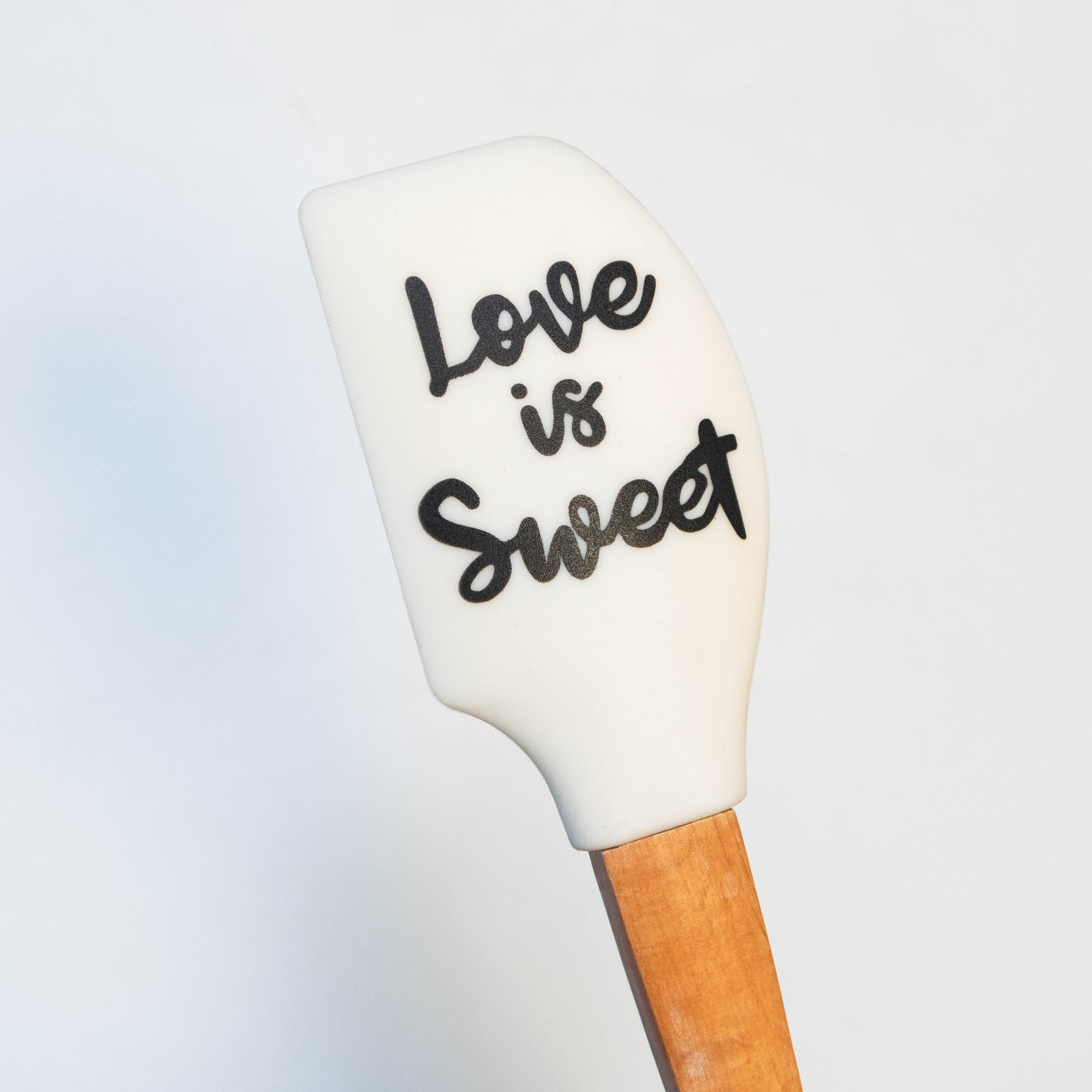 White Scraper Spatula with Long Wooden Handle