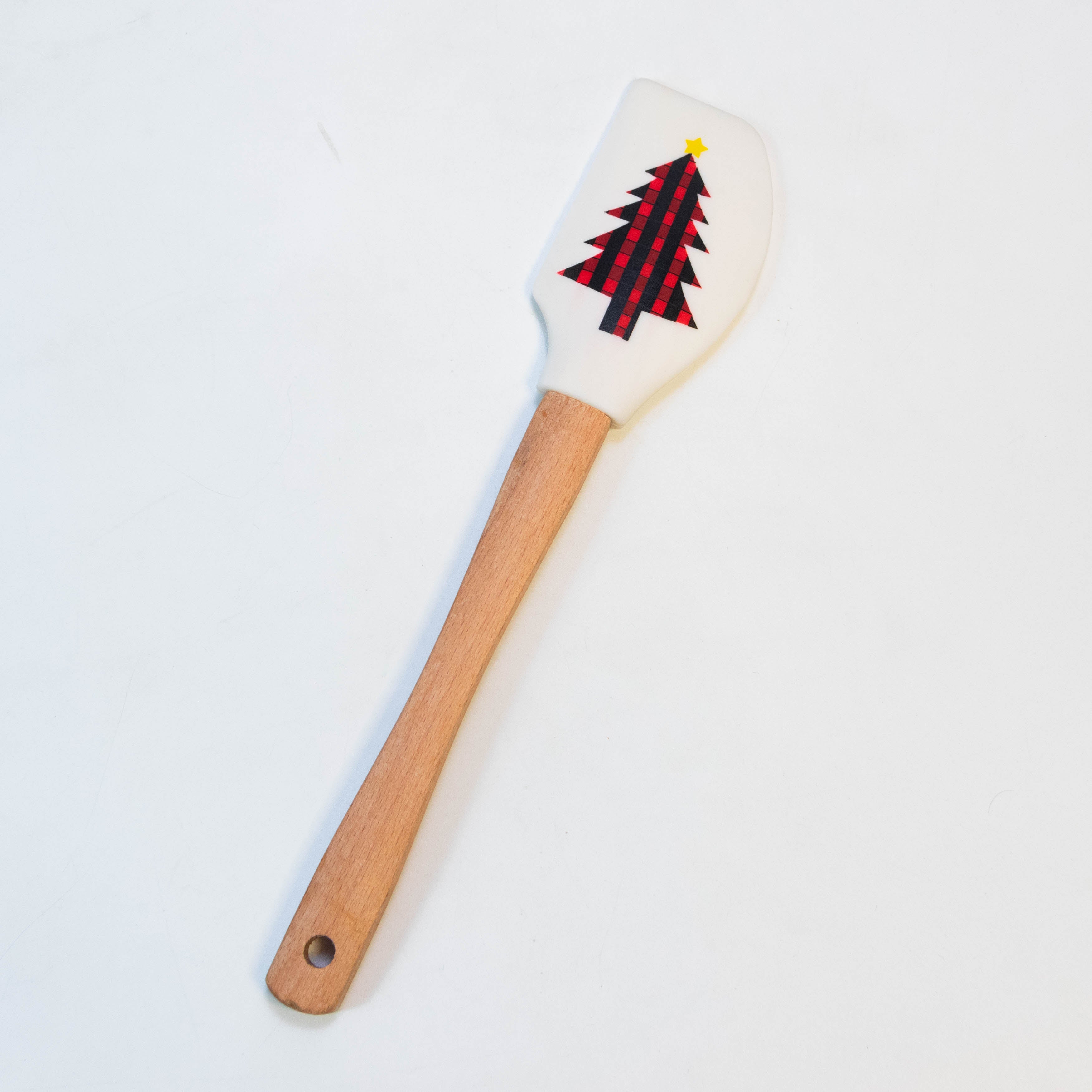 White Scraper Spatula with Long Wooden Handle
