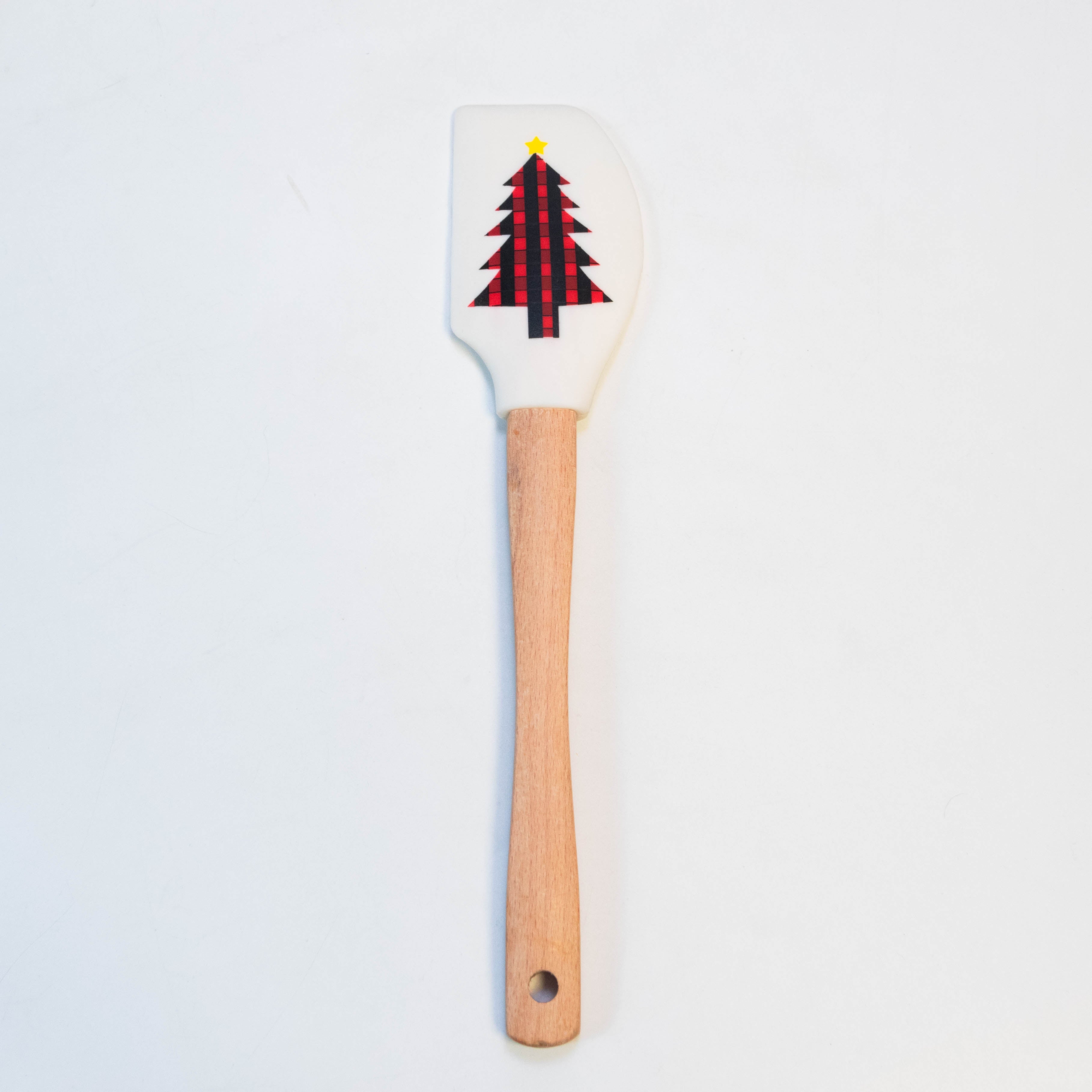 White Scraper Spatula with Long Wooden Handle