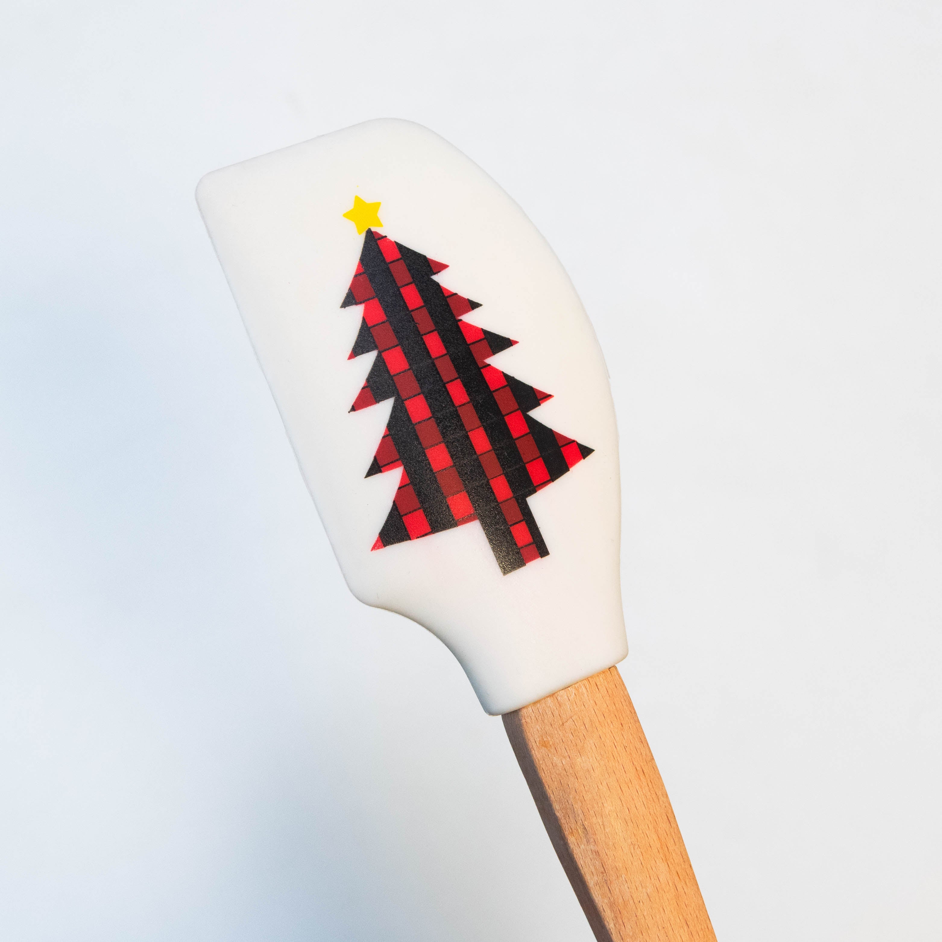 White Scraper Spatula with Long Wooden Handle