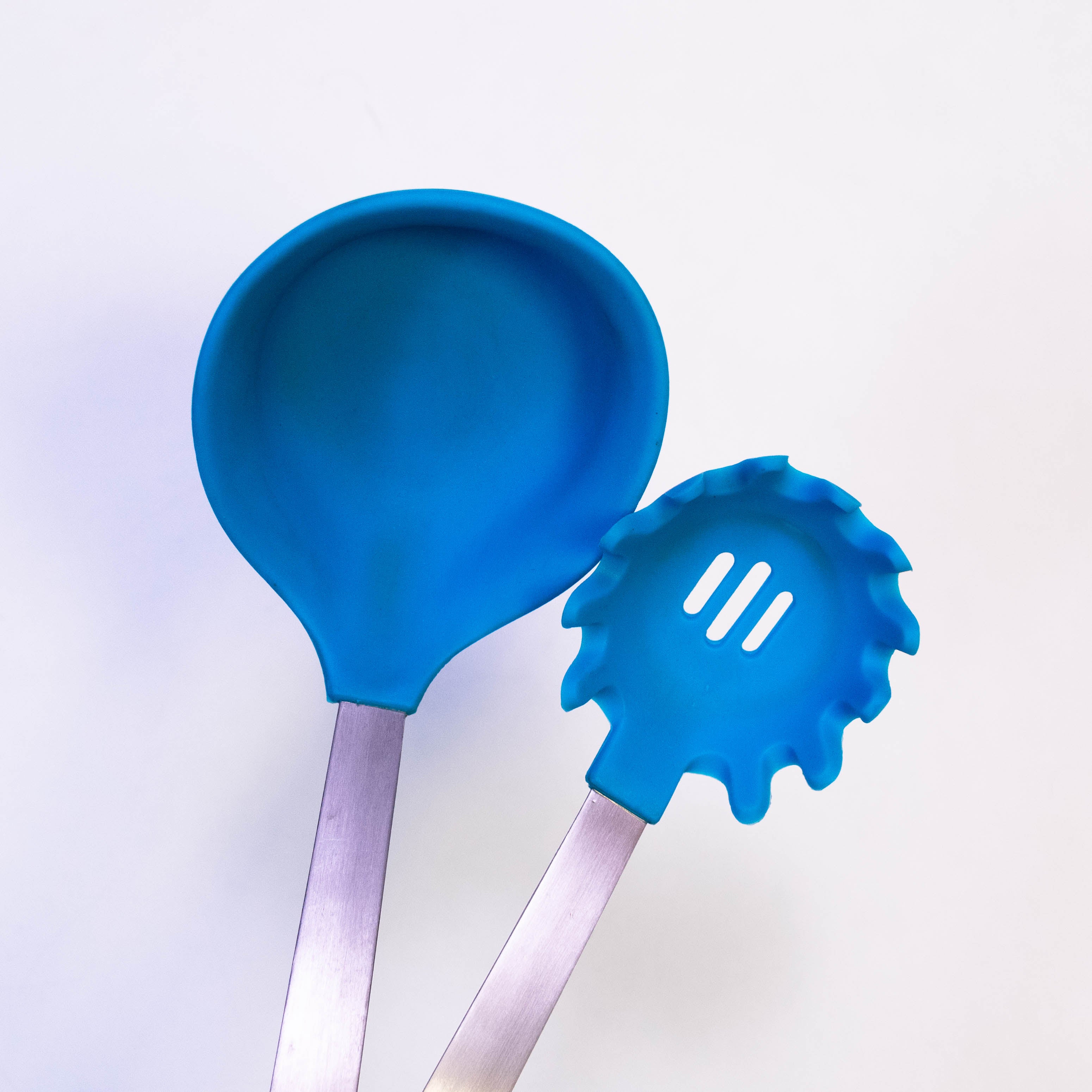 Blue Silicone Top with Long Stainless Steel Handle - 2-Piece Set