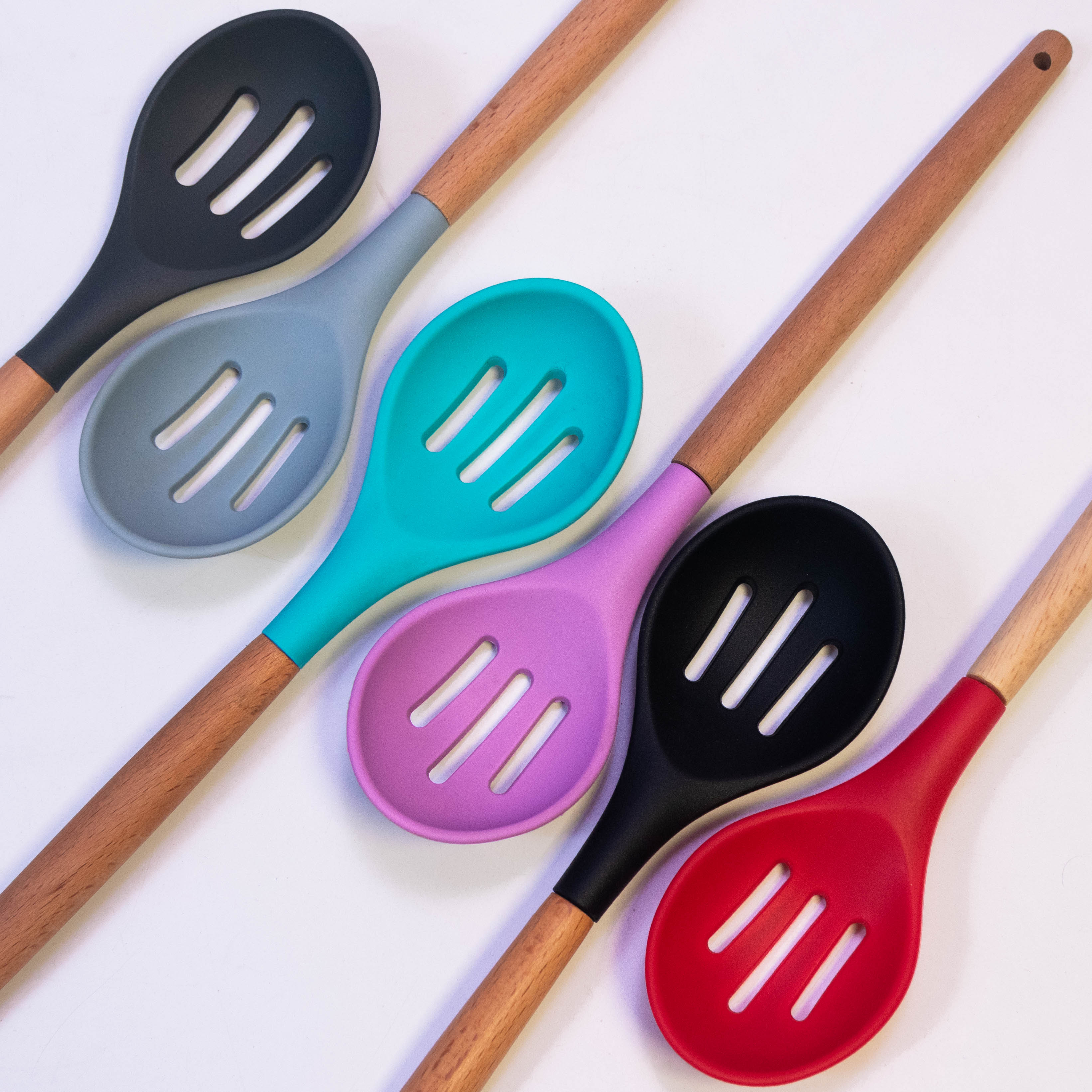 Ultimate Chef Slotted Silicone Spoon with Wooden Handle