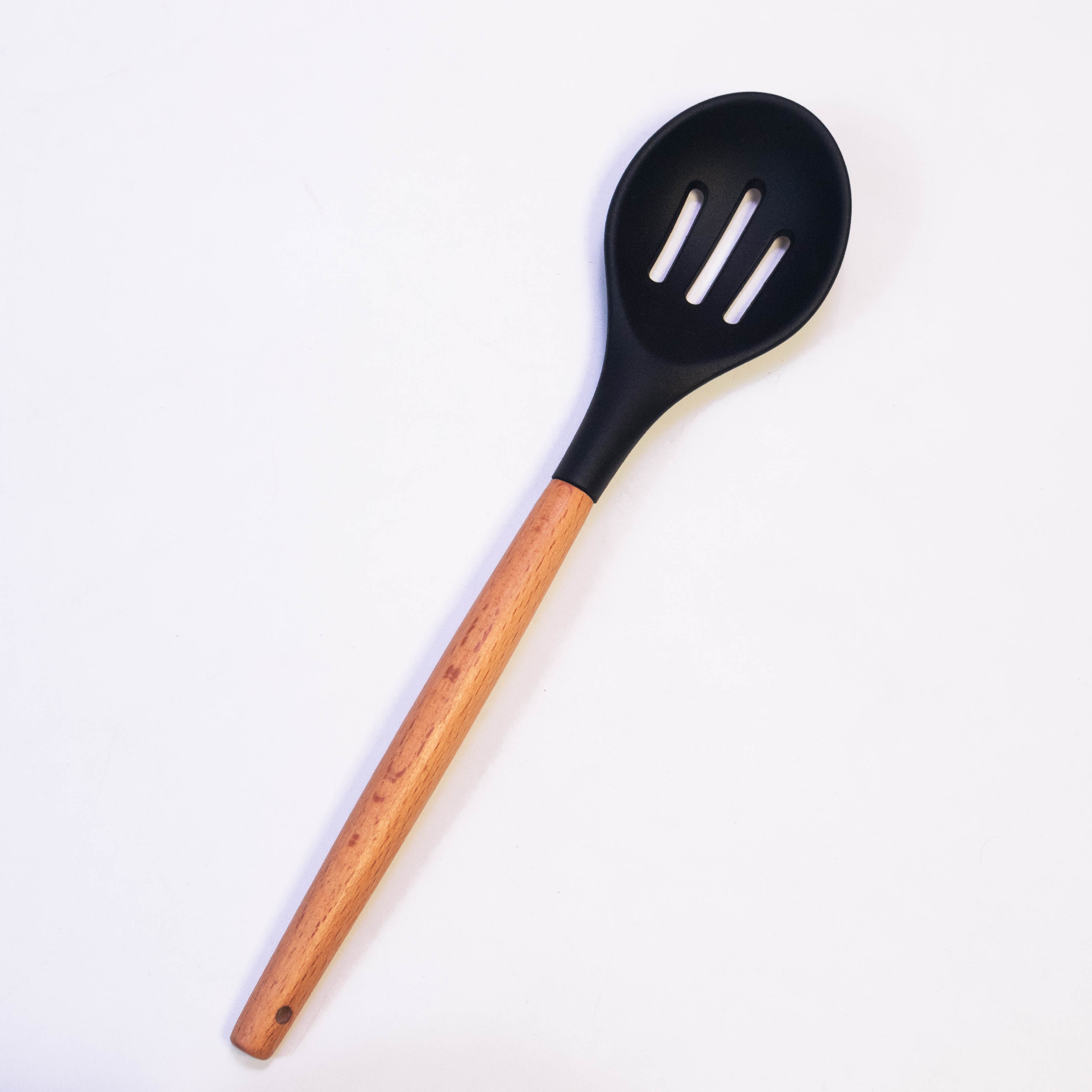 Ultimate Chef Slotted Silicone Spoon with Wooden Handle