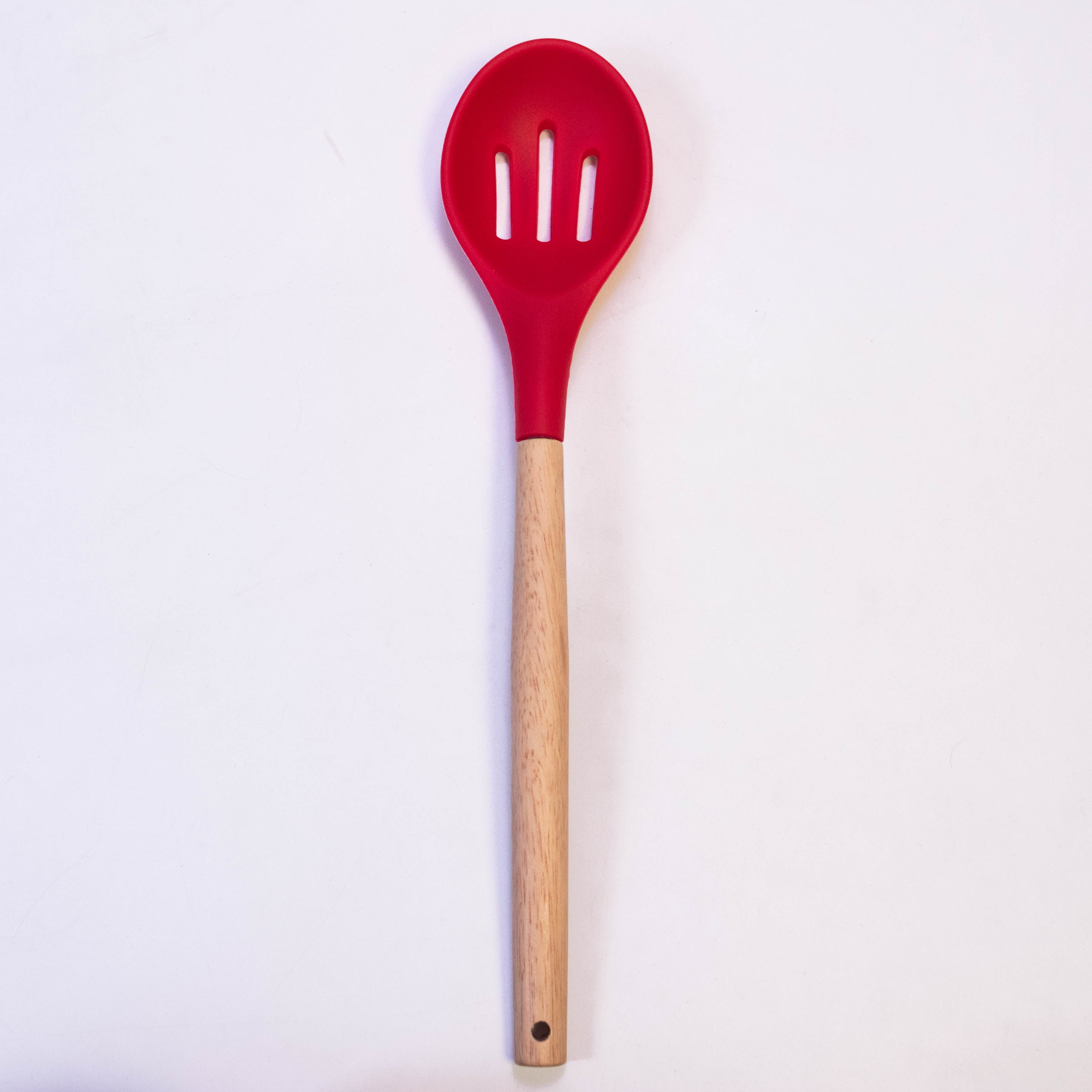 Ultimate Chef Slotted Silicone Spoon with Wooden Handle