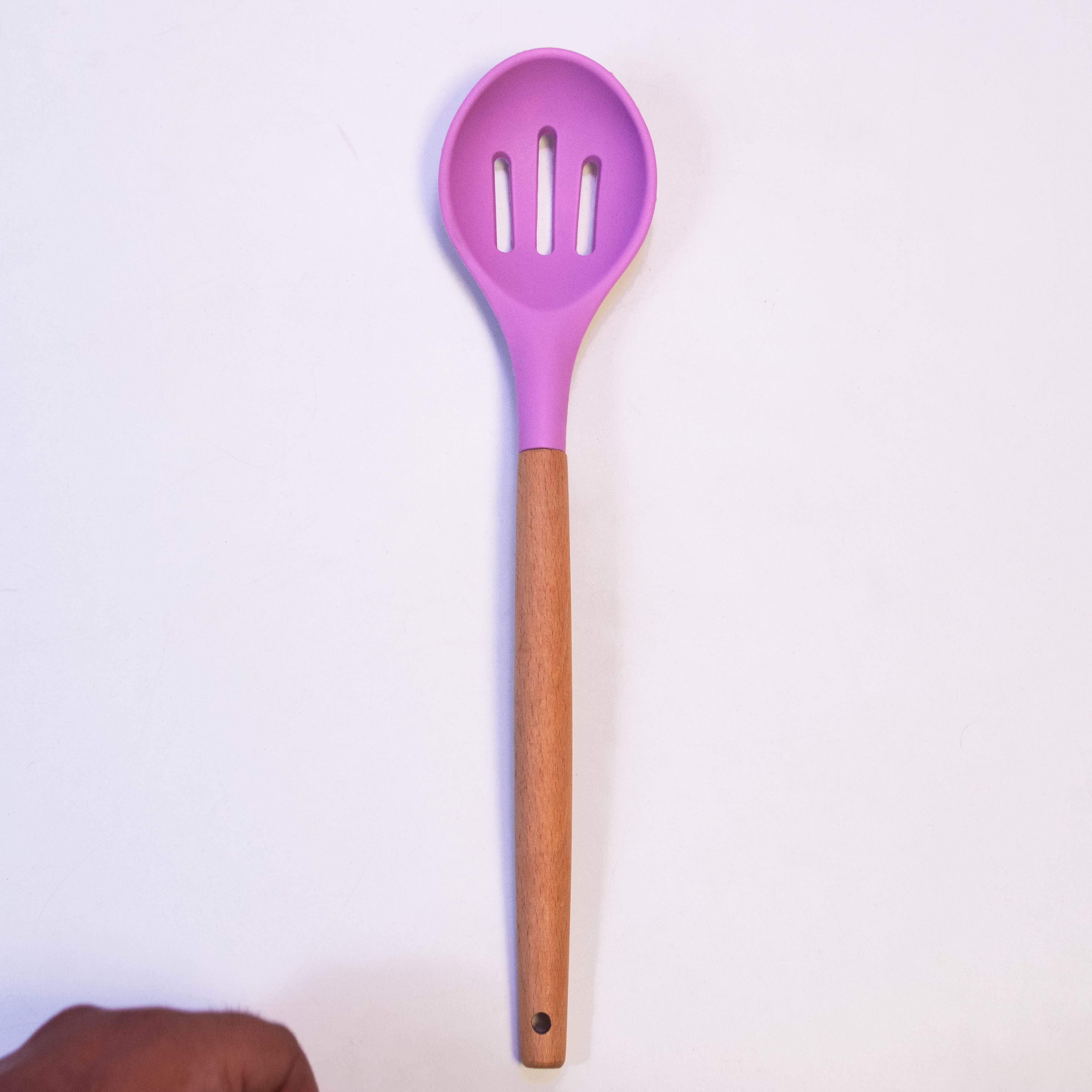 Ultimate Chef Slotted Silicone Spoon with Wooden Handle