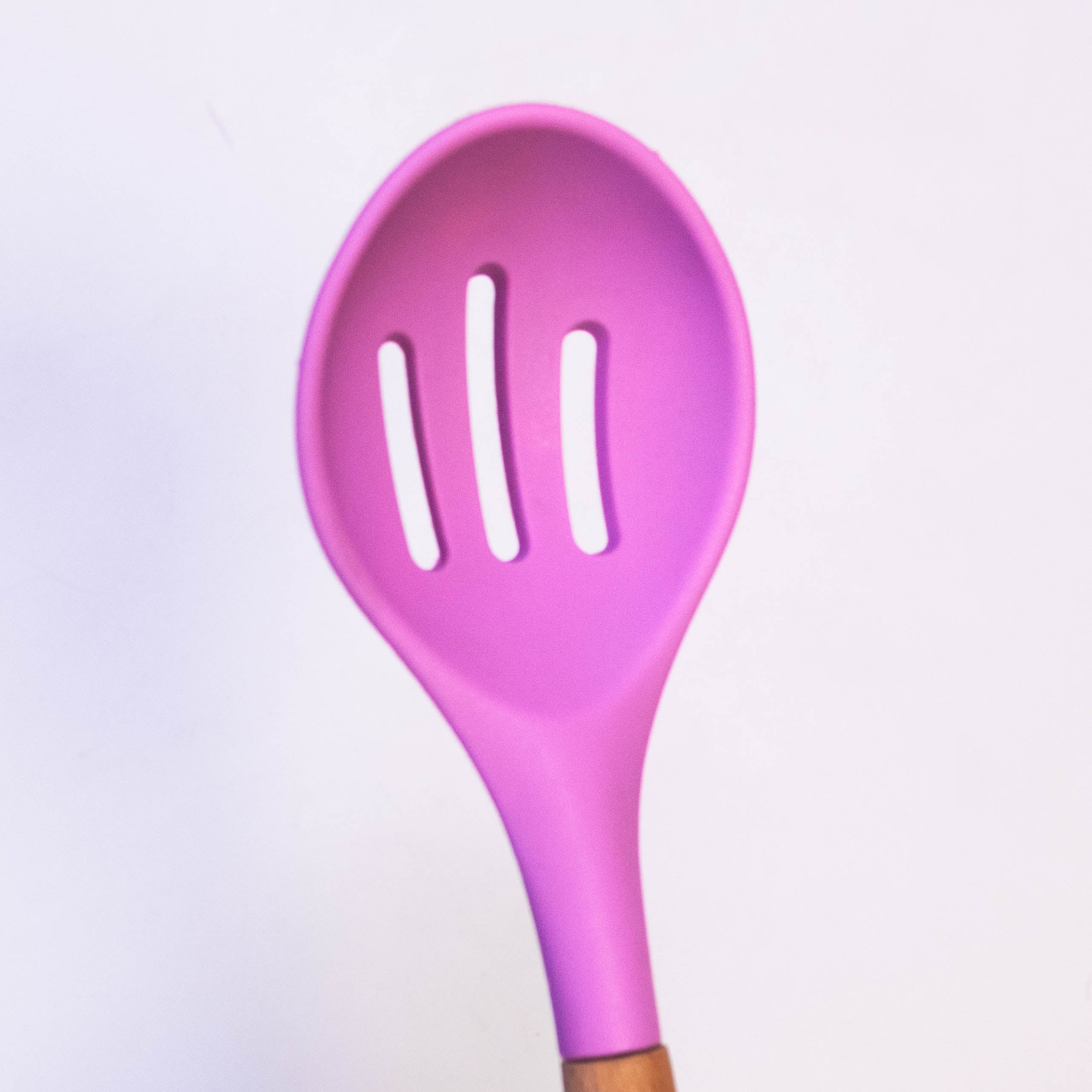 Ultimate Chef Slotted Silicone Spoon with Wooden Handle