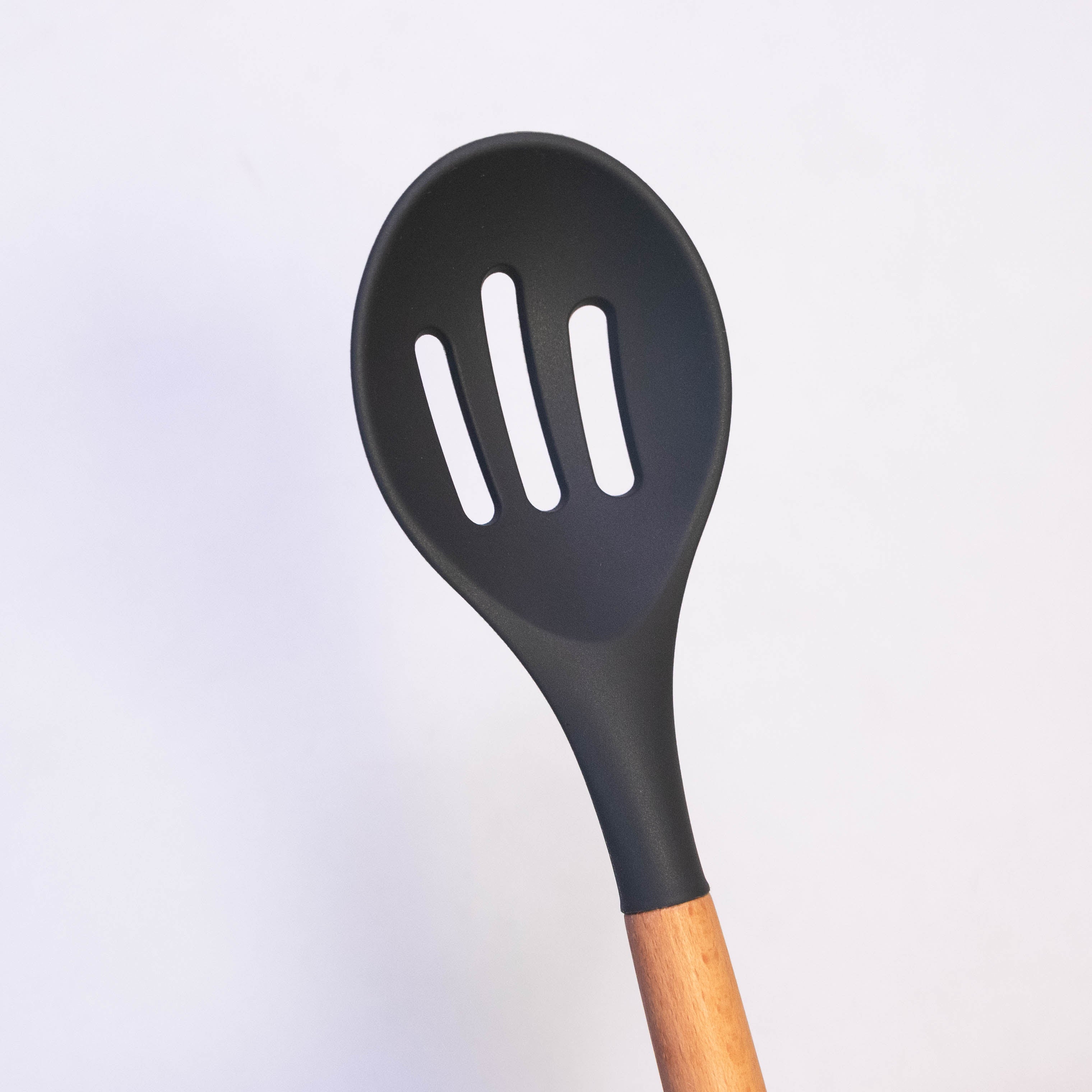 Ultimate Chef Slotted Silicone Spoon with Wooden Handle