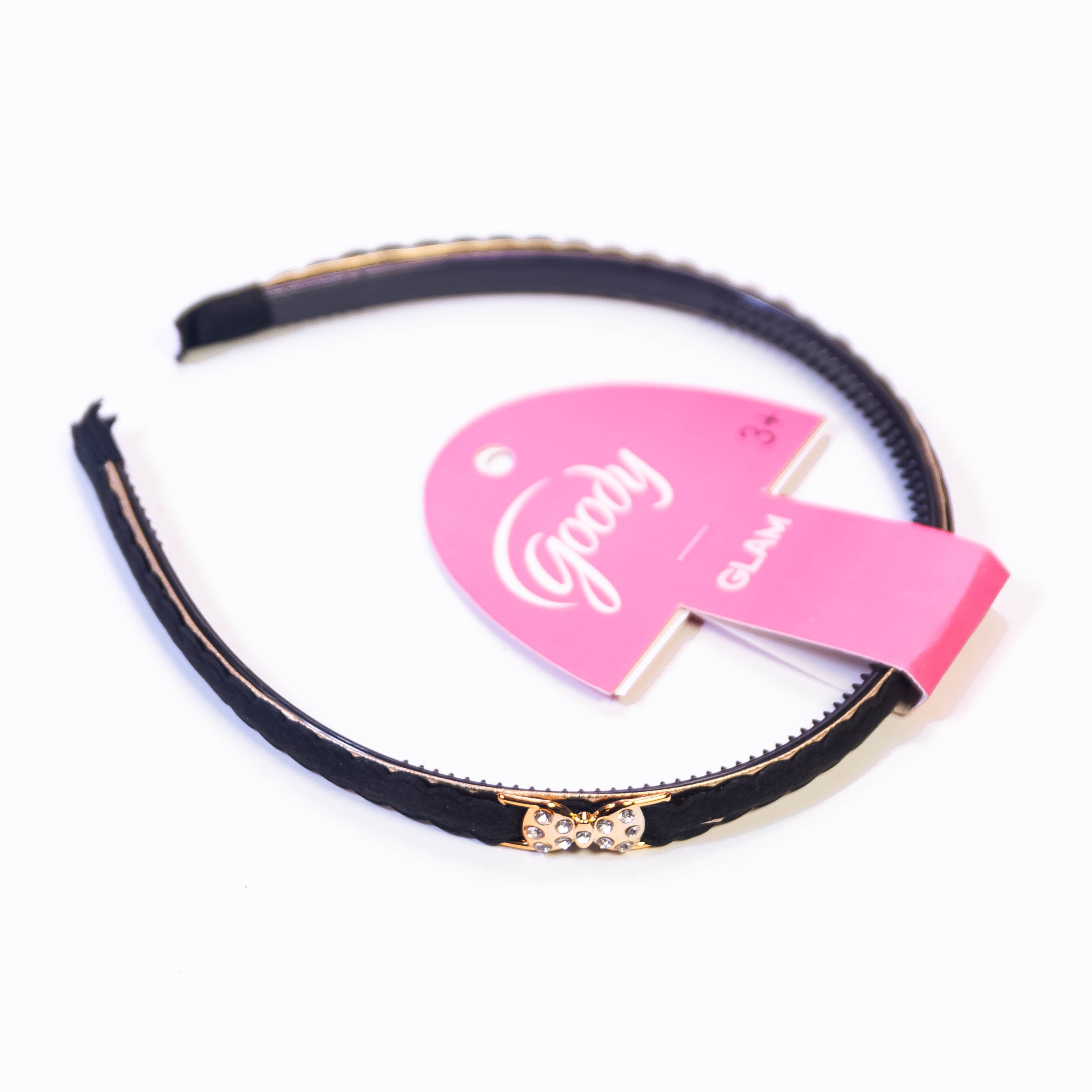 Complex Biz Baguette Faceted Crystal Satin Headband - Elegant Black